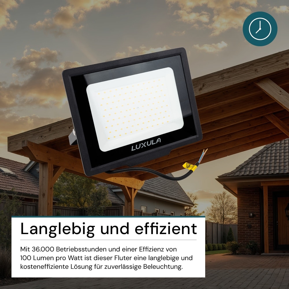 LUXULA LED-Fluter, EEK: F, 100W, 10000lm, 3000K, schwarz