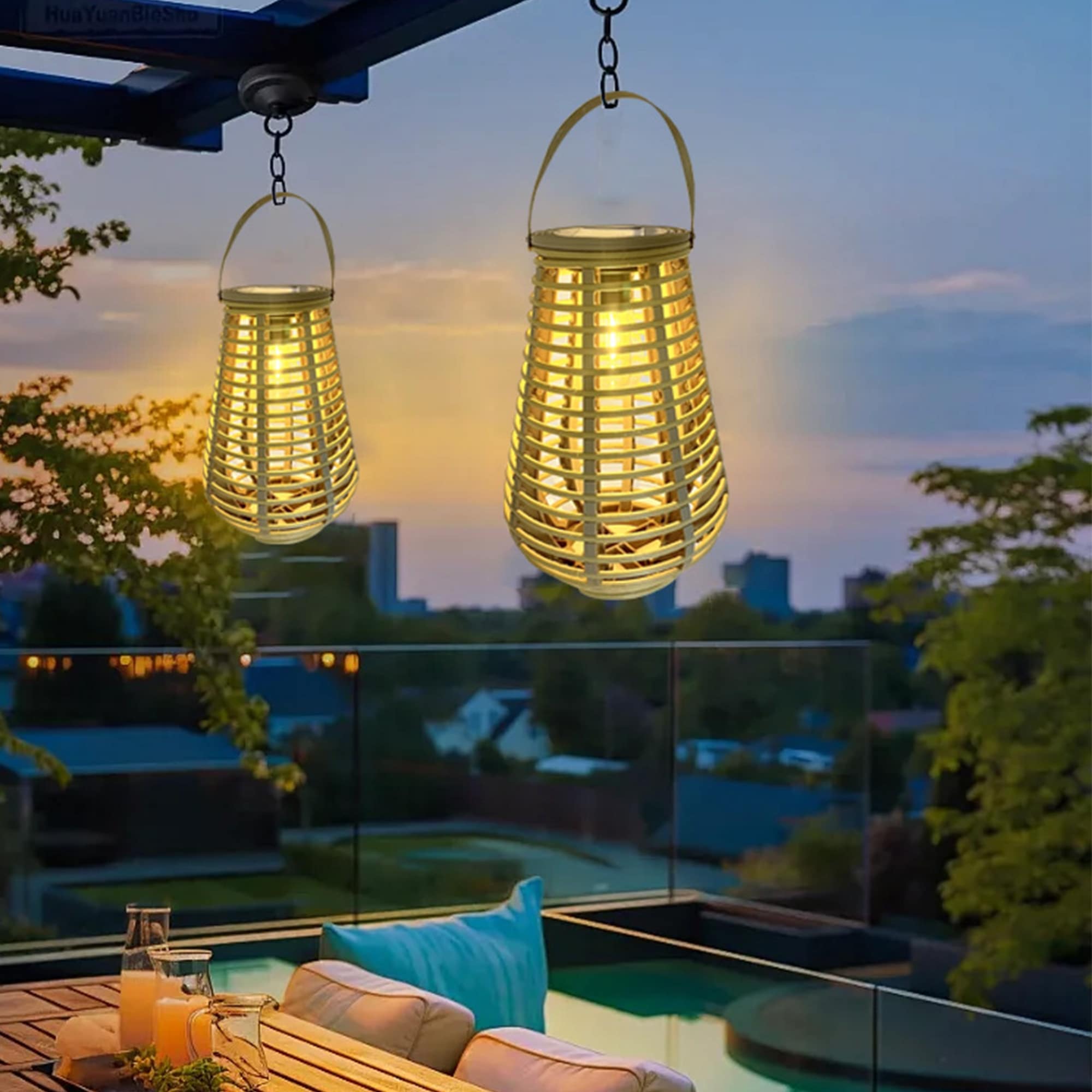 SOLAR LICHTER Solar LED-Akku-Rattanleuchte MSolar, 2700 K