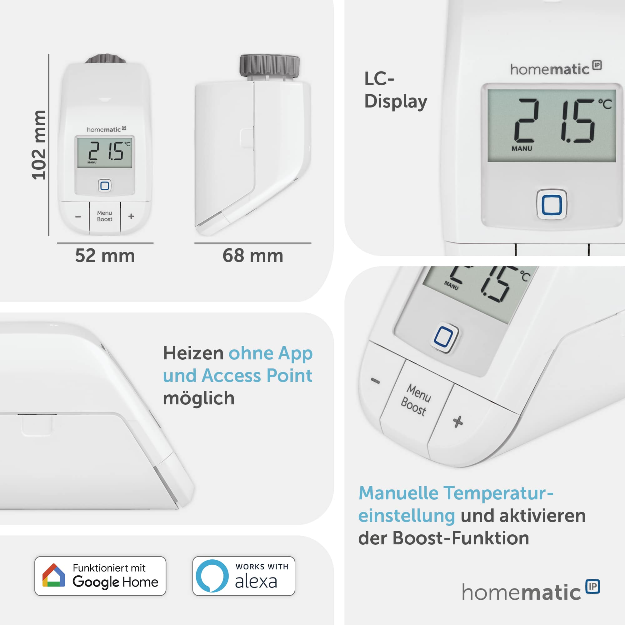 HOMEMATIC IP Smart Home 153412A0, Heizkörperthermostat Basic