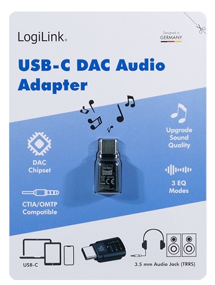 LOGILINK USB-C-Audioadapter LOGILINK UA0424 DAC mit EQ USB-C/M zu 3,5mm/F LOGILINK USB-C-Audioadapter LOGILINK UA0424 DAC mit EQ USB-C/M zu 3,5mm/F