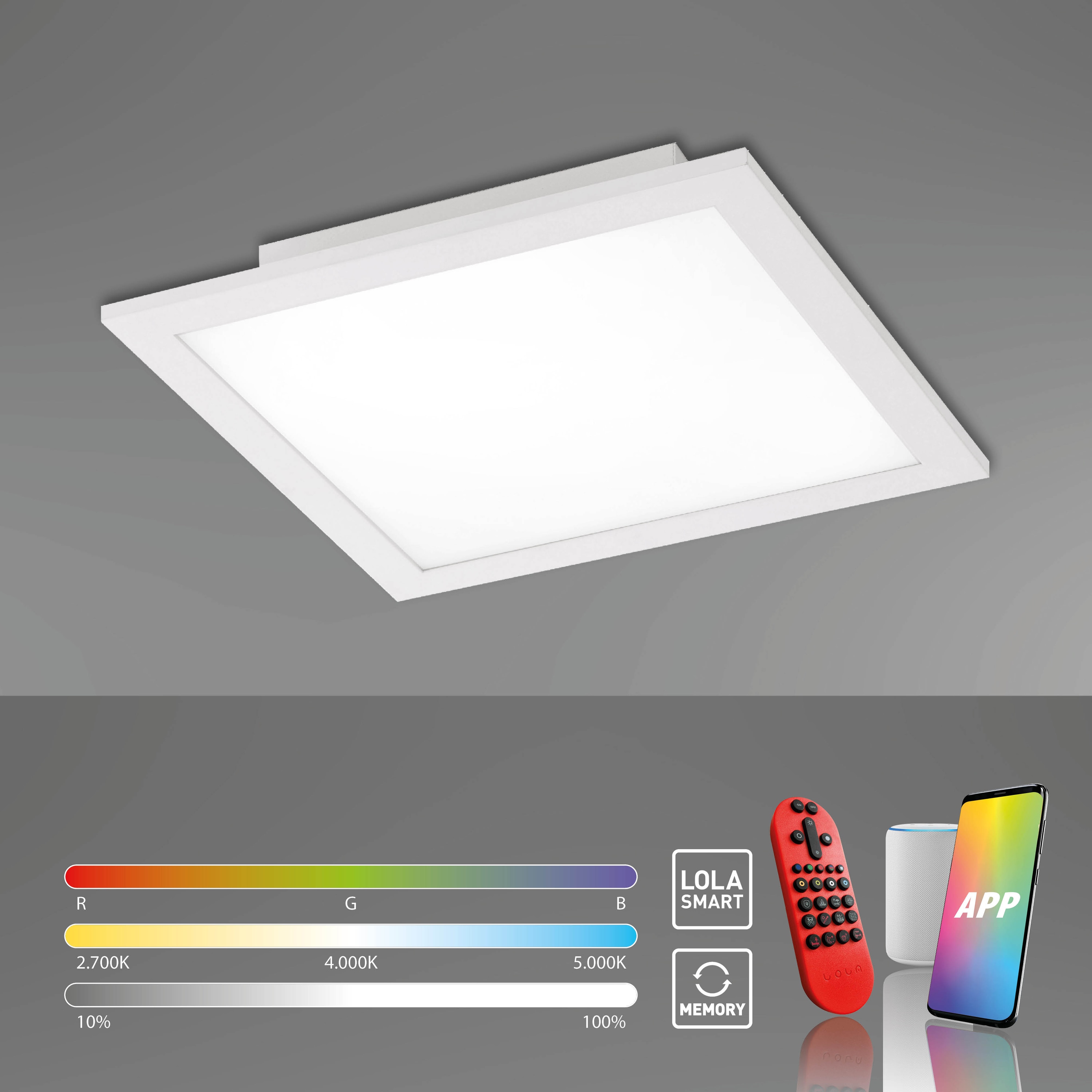 JUST LIGHT LED-Deckenleuchte 14680-16 weiss, 15 W, 2100 lm, CCT, RGB, Smart Home