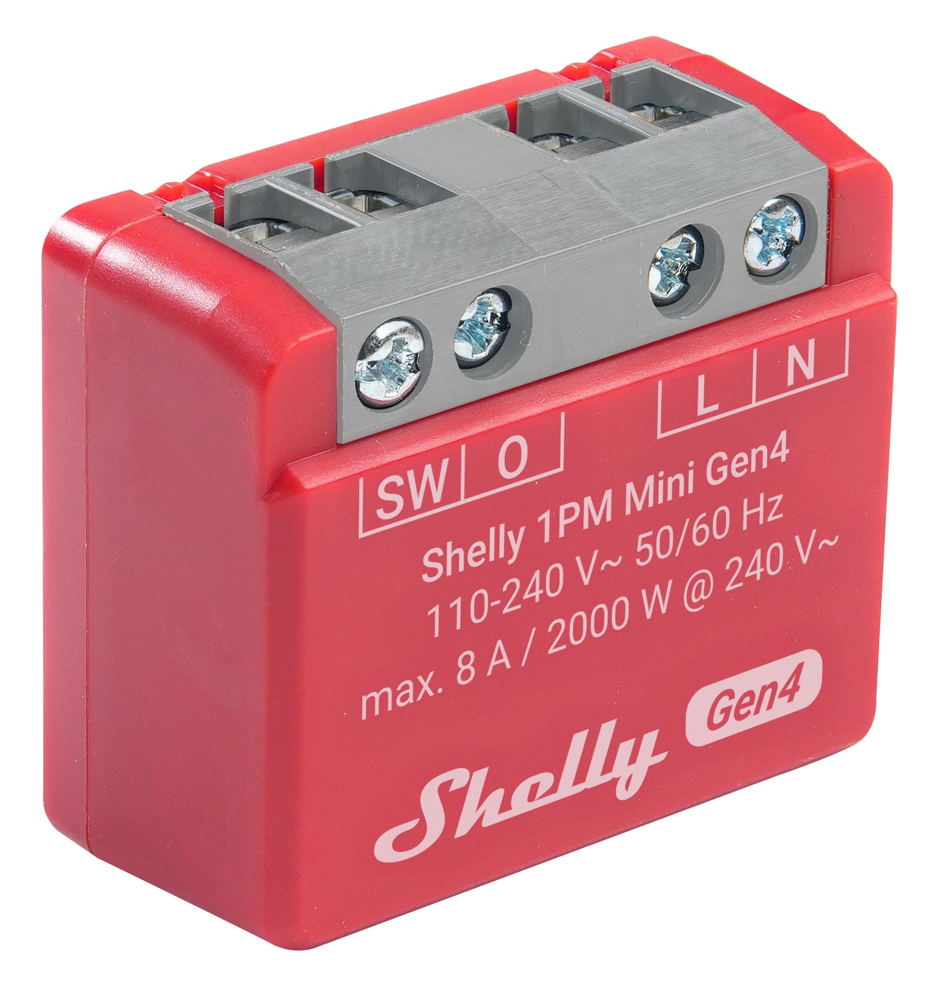 SHELLY Relais 1PM Mini Gen4, 8 A, WLAN, Bluetooth, rot, 2 Stück SHELLY Relais 1PM Mini Gen4, 8 A, WLAN, Bluetooth, rot, 2 Stück