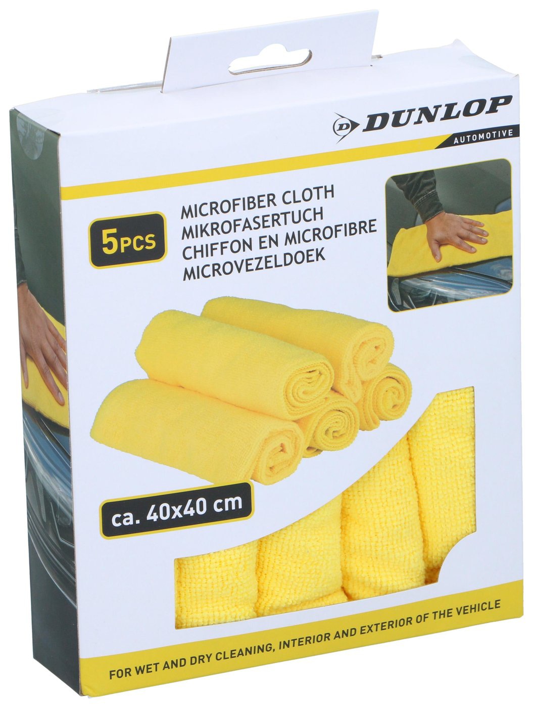DUNLOP Mikrofasertuch, 40x40 mm, Gelb, 5 Stück