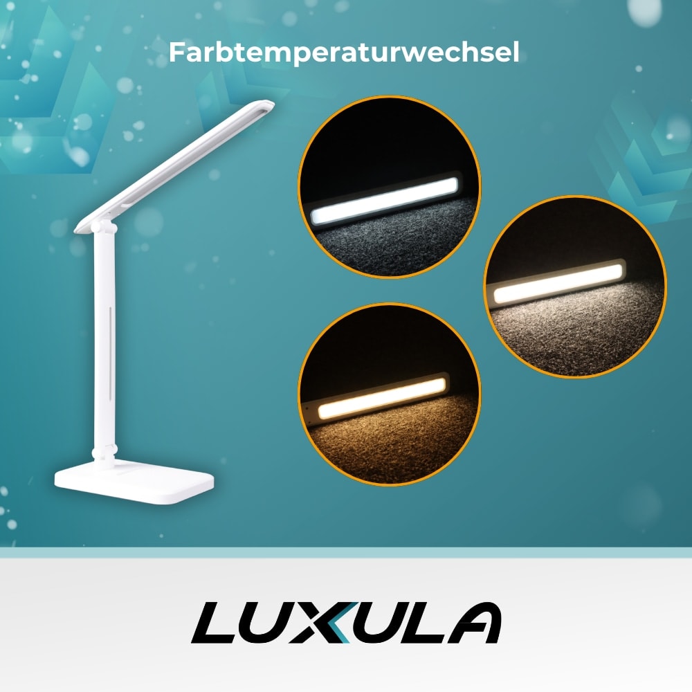 LUXULA LED-Tischleuchte, EEK: G, 5W, mit Dimm- und CCT-Funktion, weiß LUXULA LED-Tischleuchte, EEK: G, 5W, mit Dimm- und CCT-Funktion, weiß