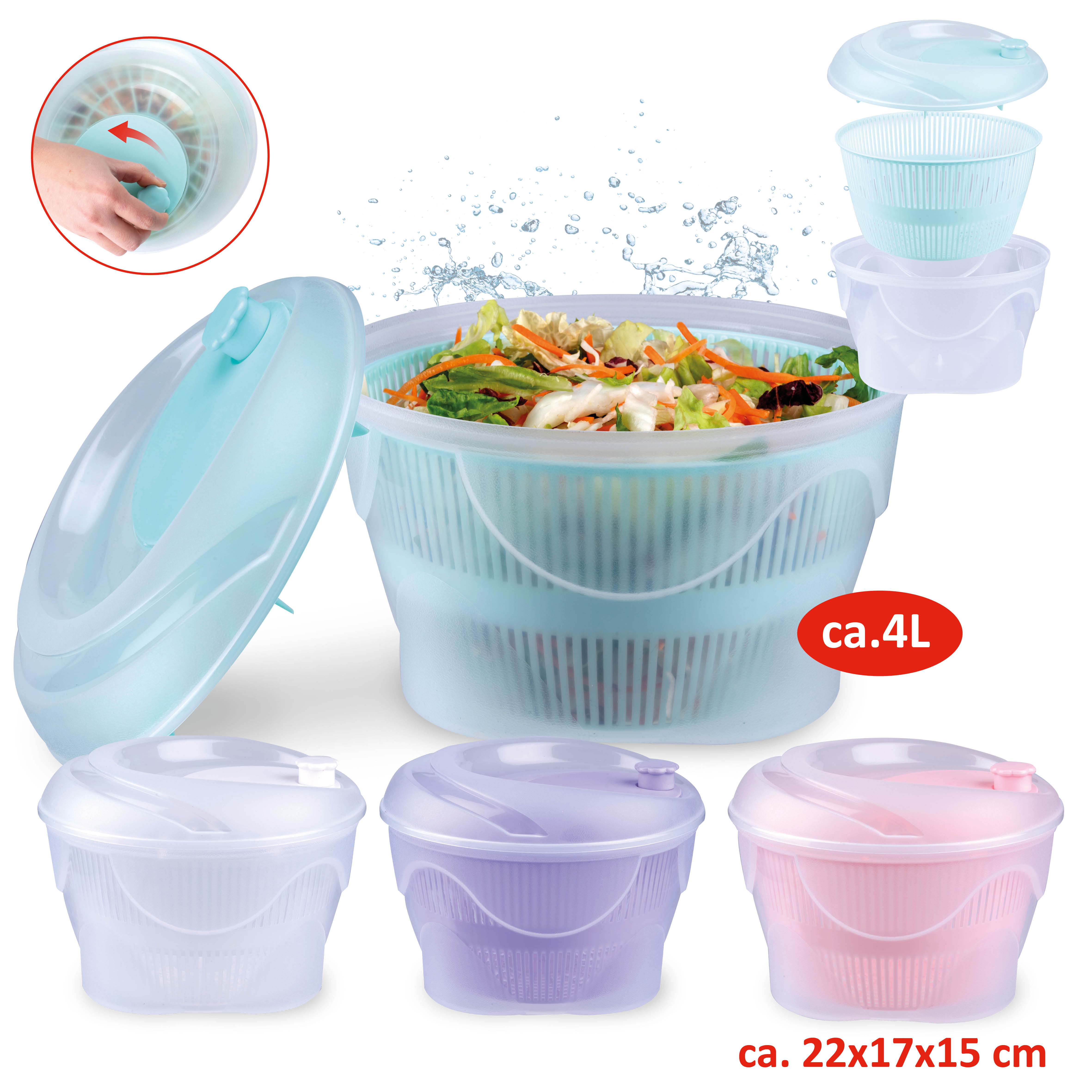ALPINA Salatschleuder, 4l, 4 verschiedene Farben