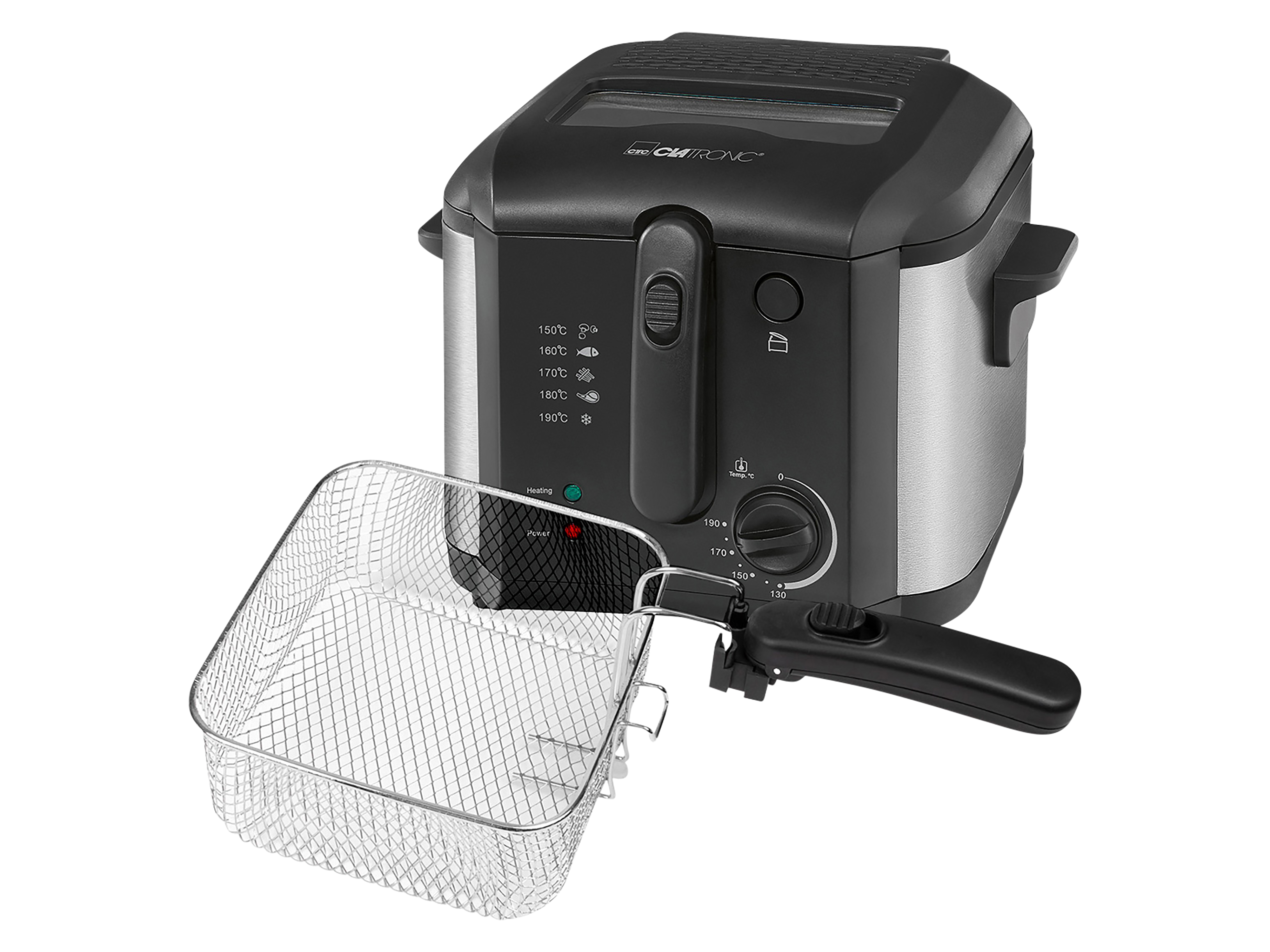CLATRONIC Fritteuse 2,5L (Öl) FR 3649, antihaftbeschichtet, 1600W, schwarz