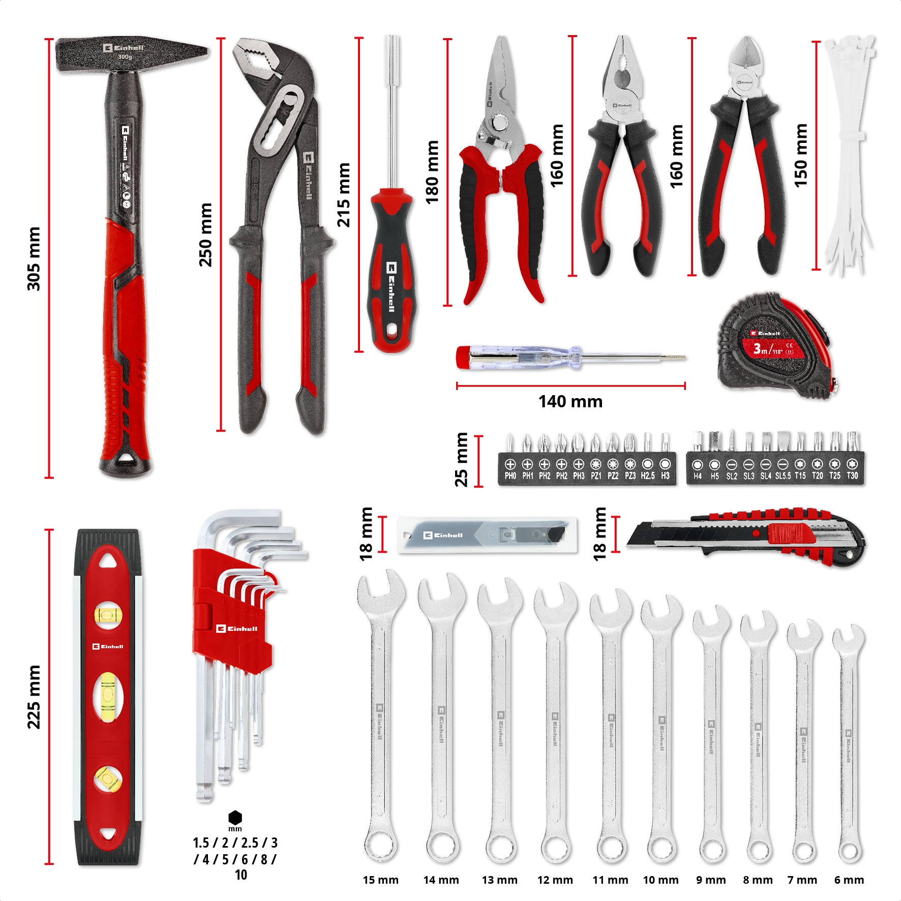 EINHELL Werkzeugkoffer Umzug, 370511, E-Case, 79-teilig