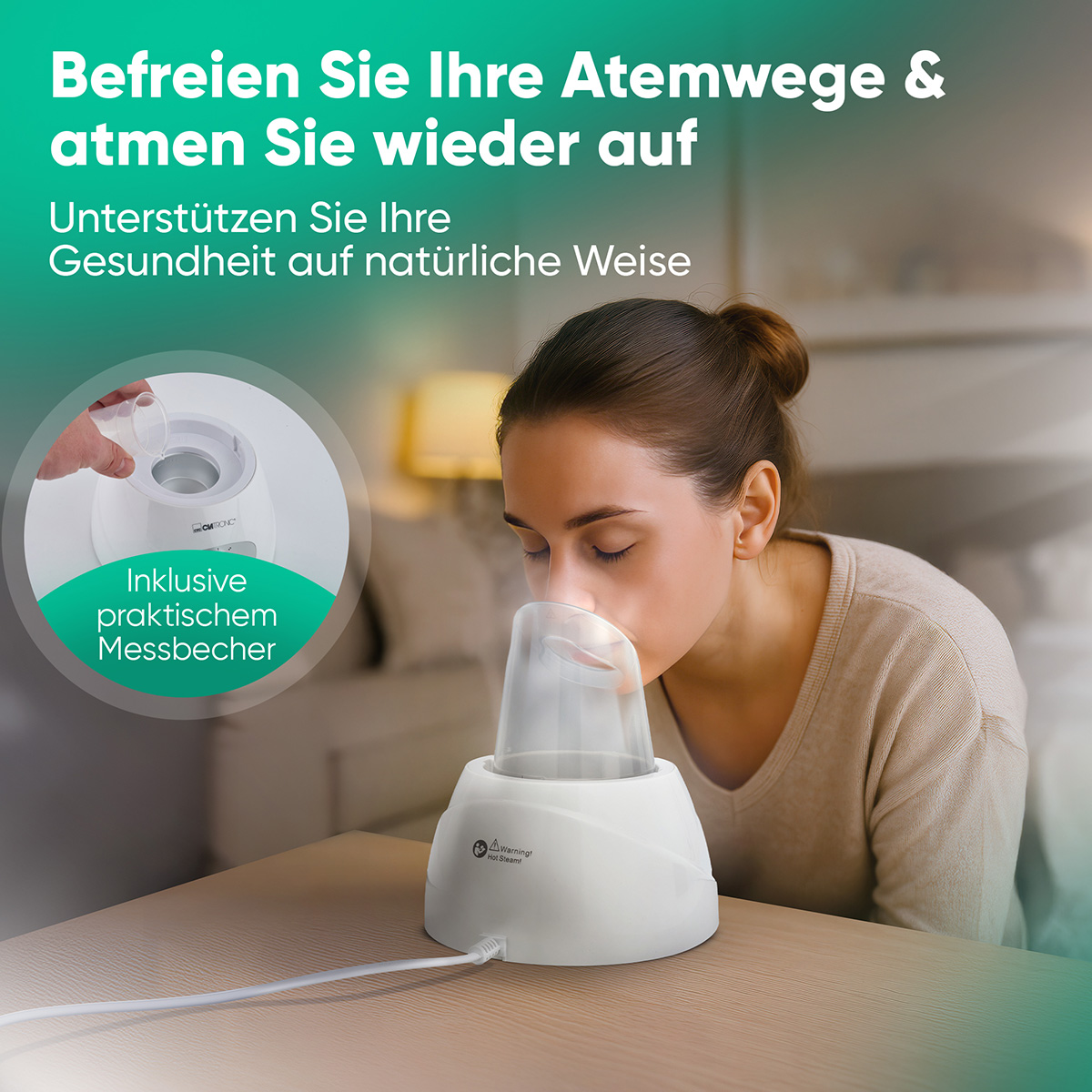 CLATRONIC Gesichtssauna & Inhalationsgerät GS 3656, 3-Stufen