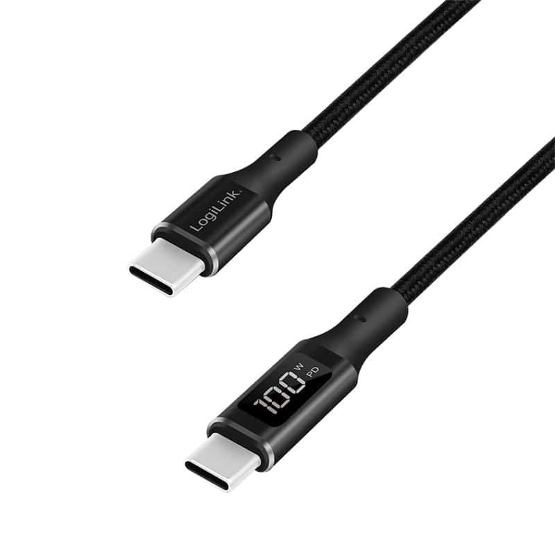 LOGILINK USB2.0 Typ-C CU0181, C/M, PD, schwarz, 1,0m