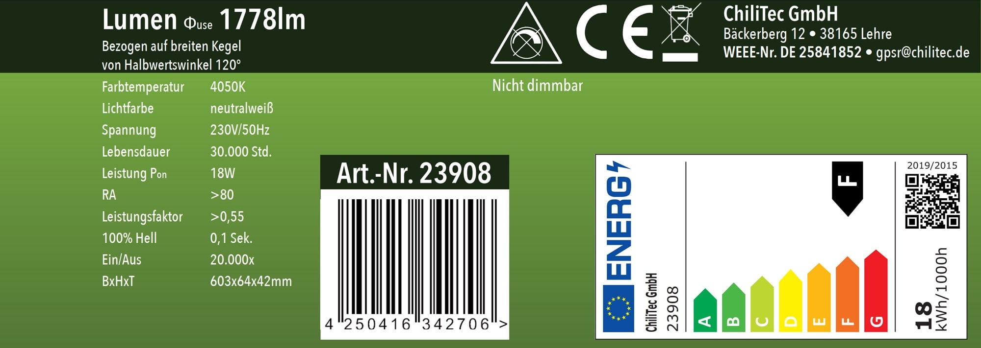 CHILITEC LED-Unterbauleuchte Arusha, EEK: F, 18 W, 1778 lm, 60 cm, schwarz CHILITEC LED-Unterbauleuchte Arusha, EEK: F, 18 W, 1778 lm, 60 cm, schwarz