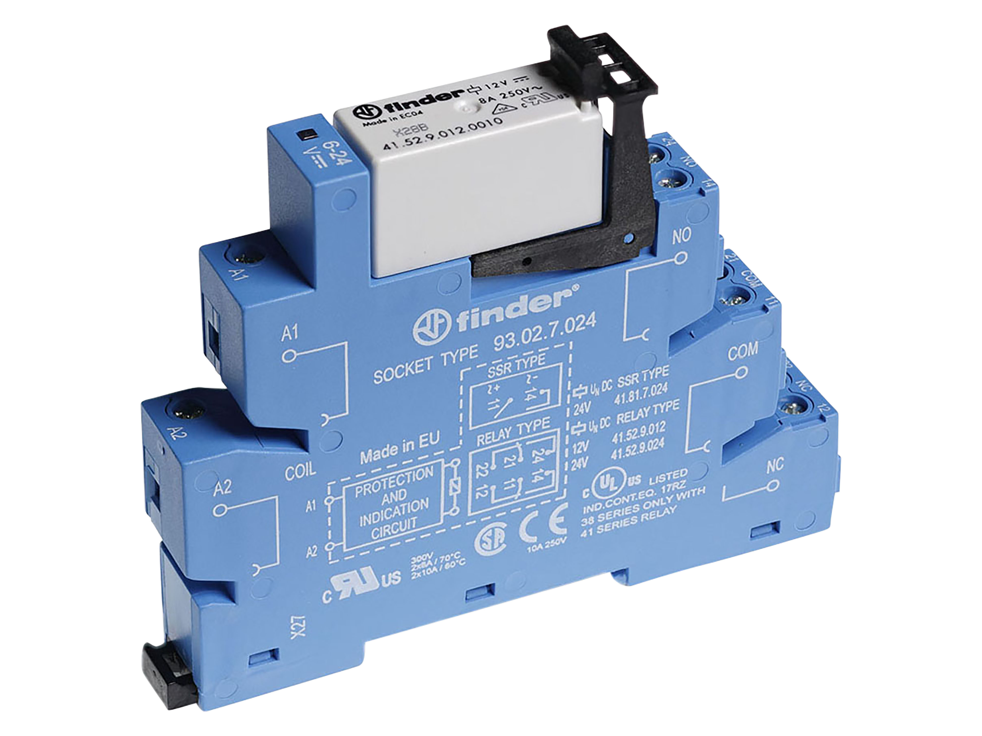 Koppelrelais mit Schraubanschlüssen, 2 Wechsler, 8 A, Spule 12 V DC