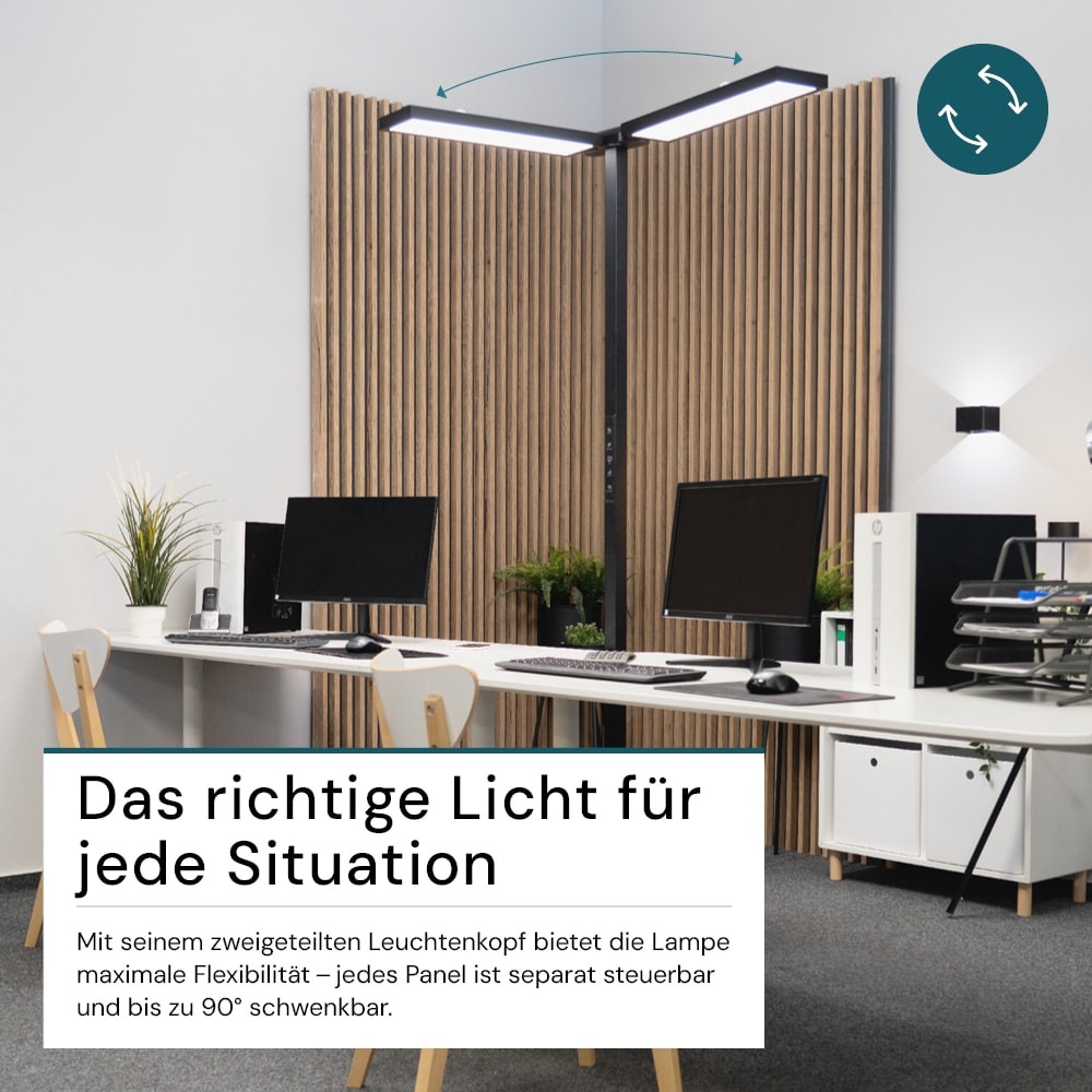 LUXULA LED-Büro-Stehleuchte, Up/Down, 120W, 4000K, EEK: F, 8500lm, IP20, dimmbar, schwarz