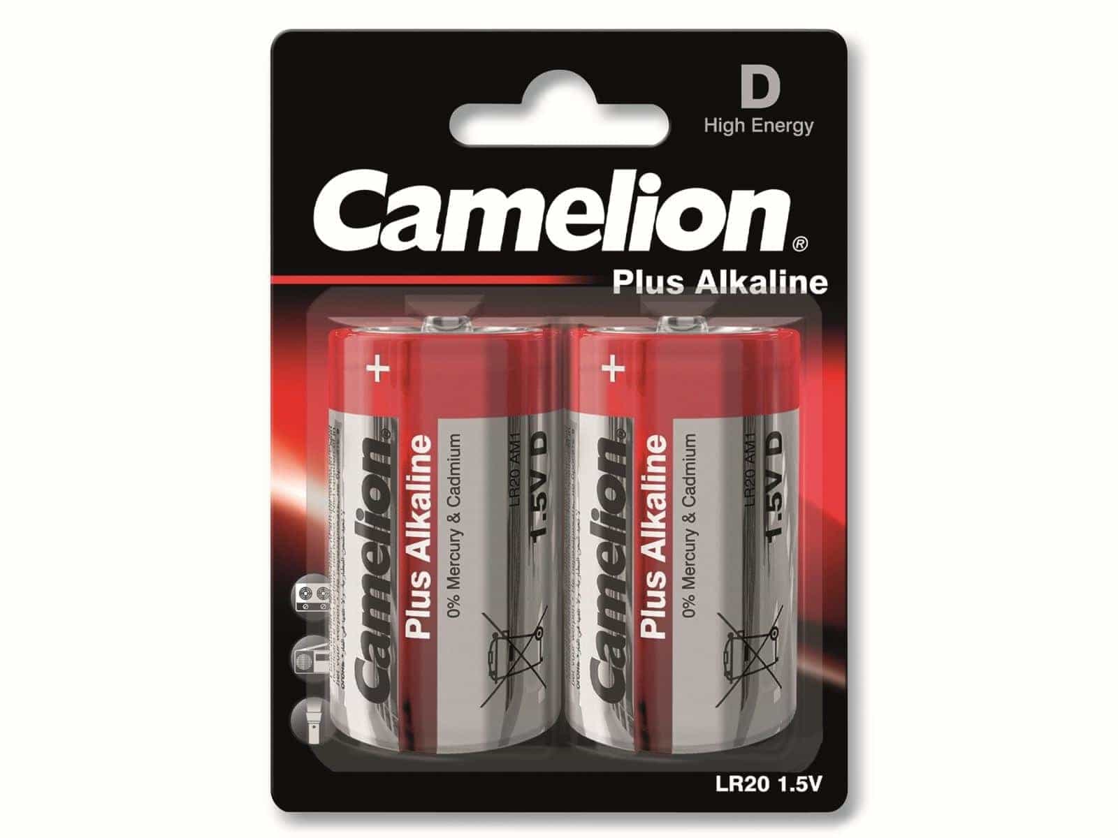 CAMELION Mono-Batterie, Plus-Alkaline, LR20, 2 Stück