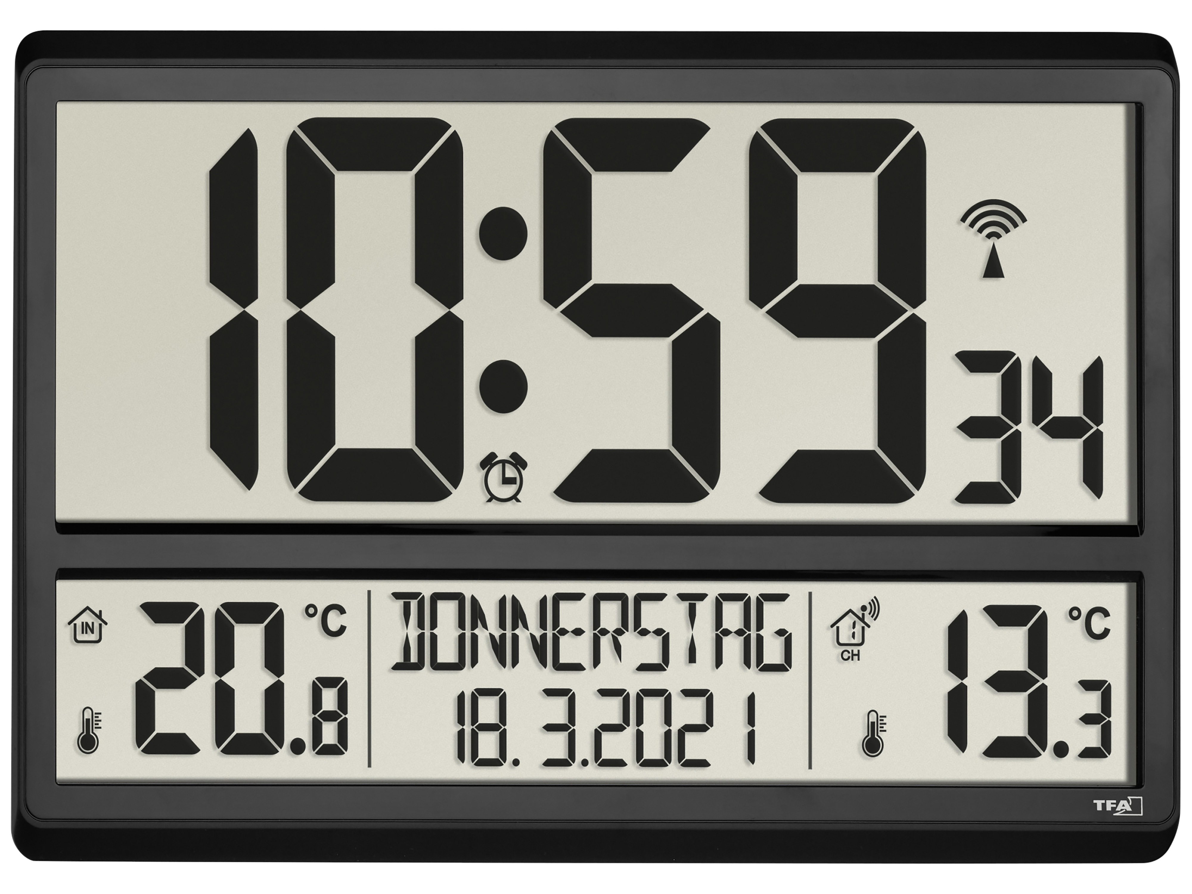 TFA Digitale XL-Funkuhr 60.4521.01, mit Außen- und Innentemperatur