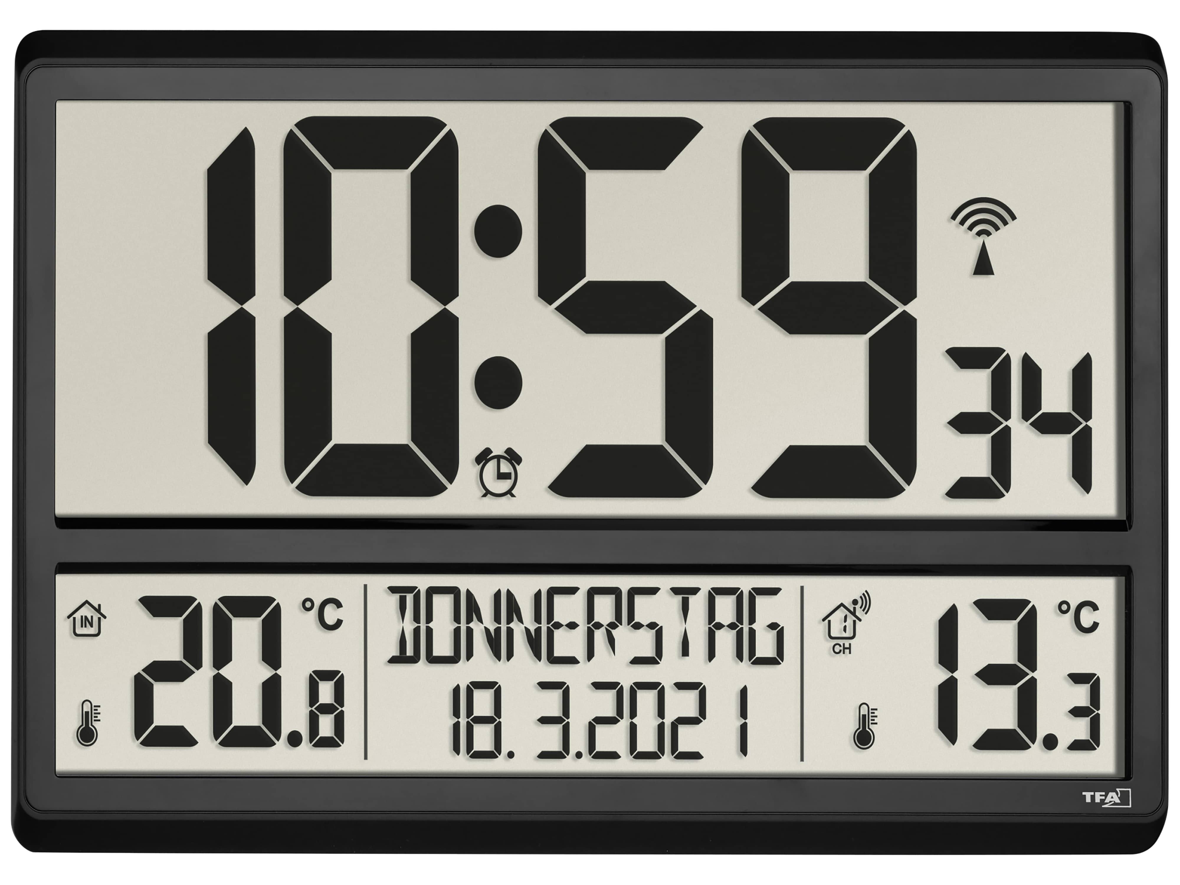TFA Digitale XL-Funkuhr 60.4521.01, mit Außen- und Innentemperatur