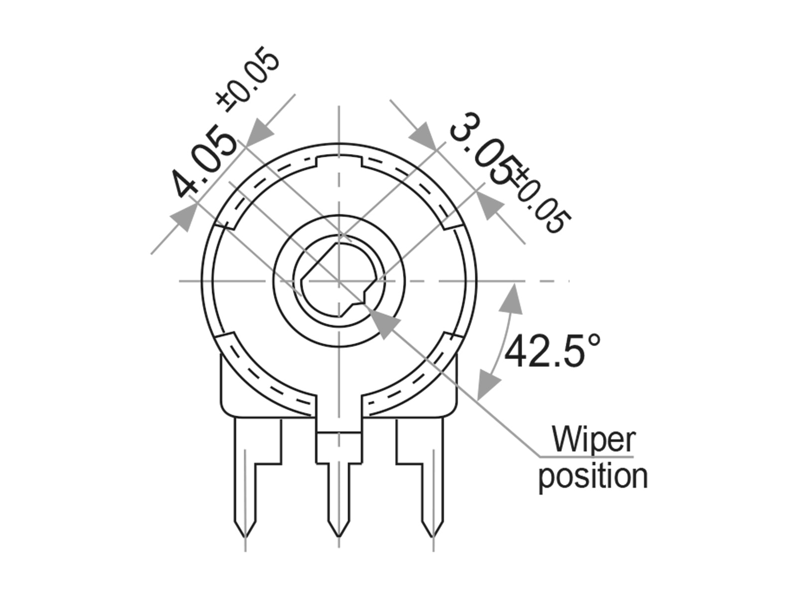 PIHER Potentiometer PT-15NH05, 1 MΩ, stehend PIHER Potentiometer PT-15NH05, 1 MΩ, stehend