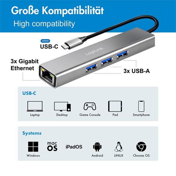 LOGILINK USB-C Hub UA0461, 3Port