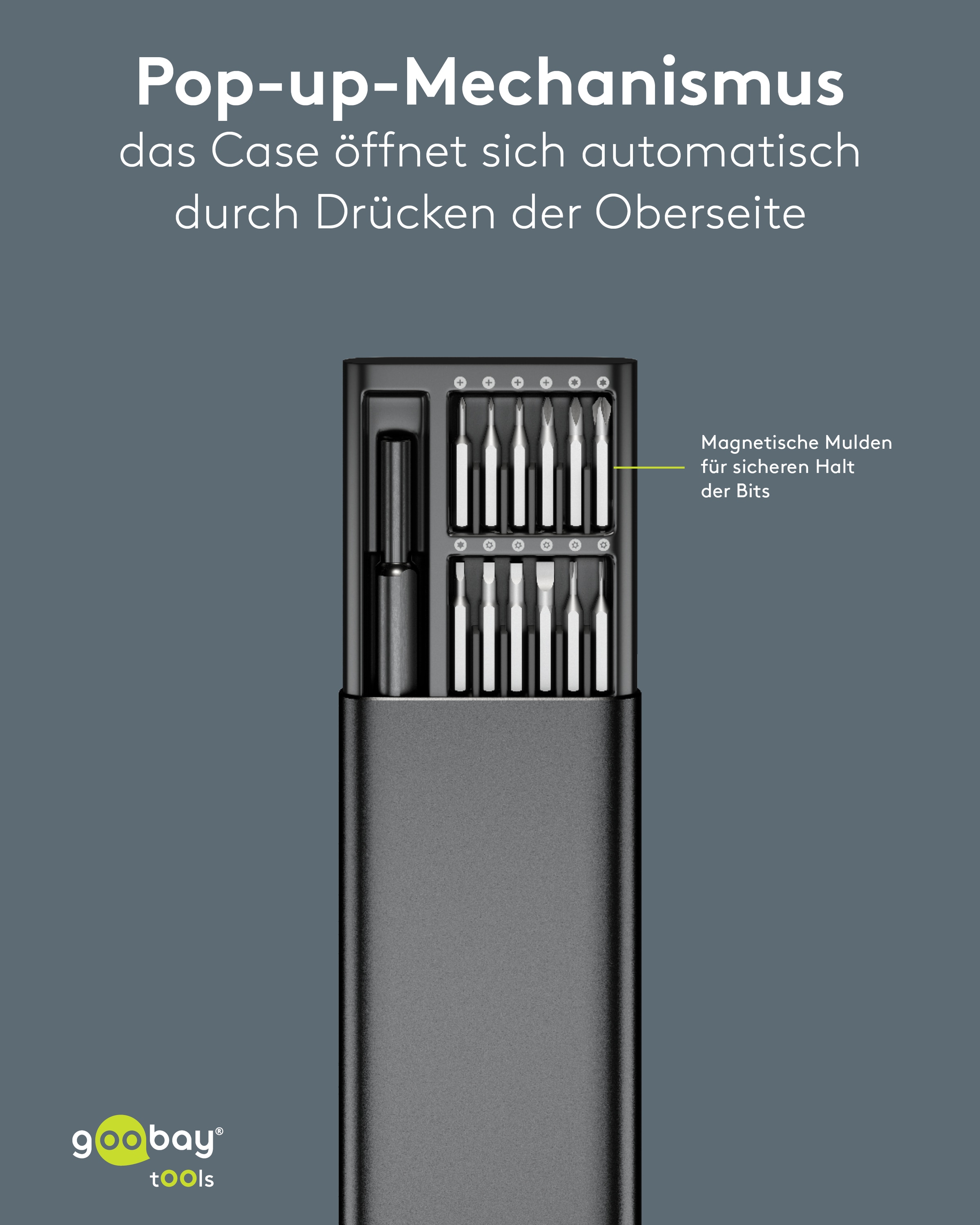 GOOBAY TOOLS Schraubendreher-Set, 77836, mit 24-tlg. Präzisions-Bitsatz