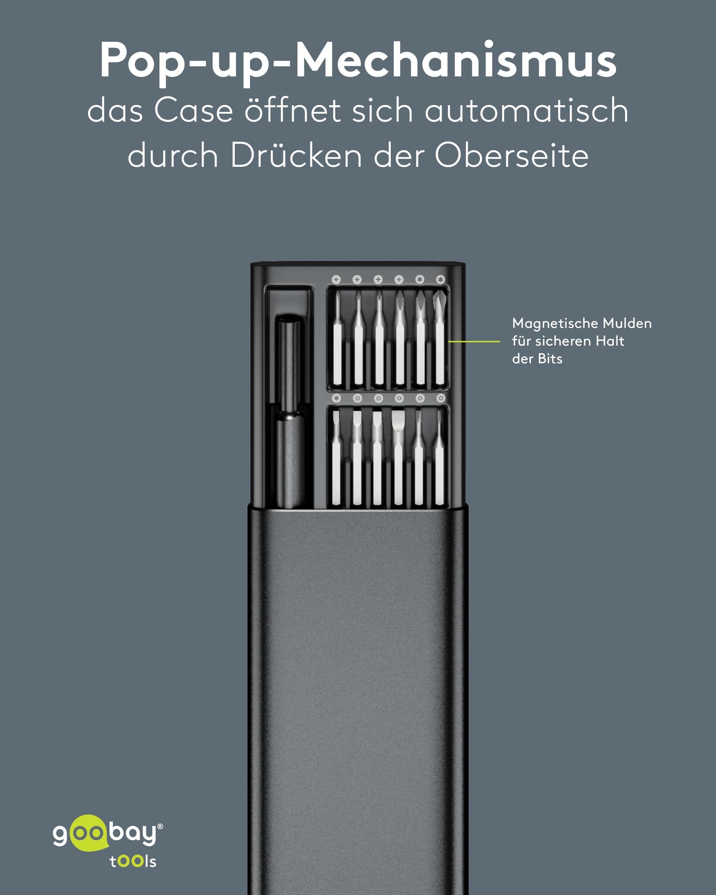 GOOBAY TOOLS Schraubendreher-Set, 77836, mit 24-tlg. Präzisions-Bitsatz