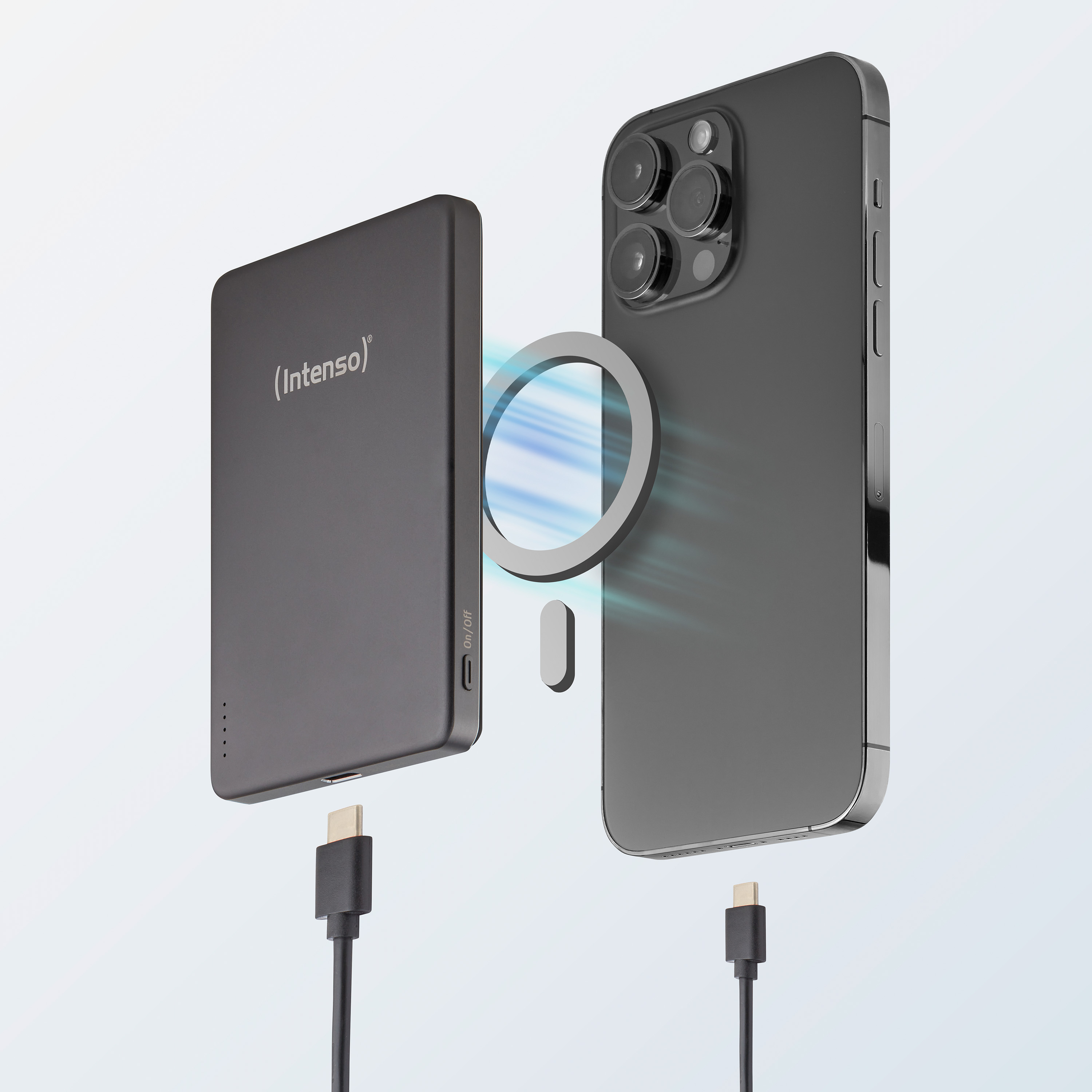INTENSO Powerbank Magnetic Wireless, MW 5000, 5000 mAh, grau