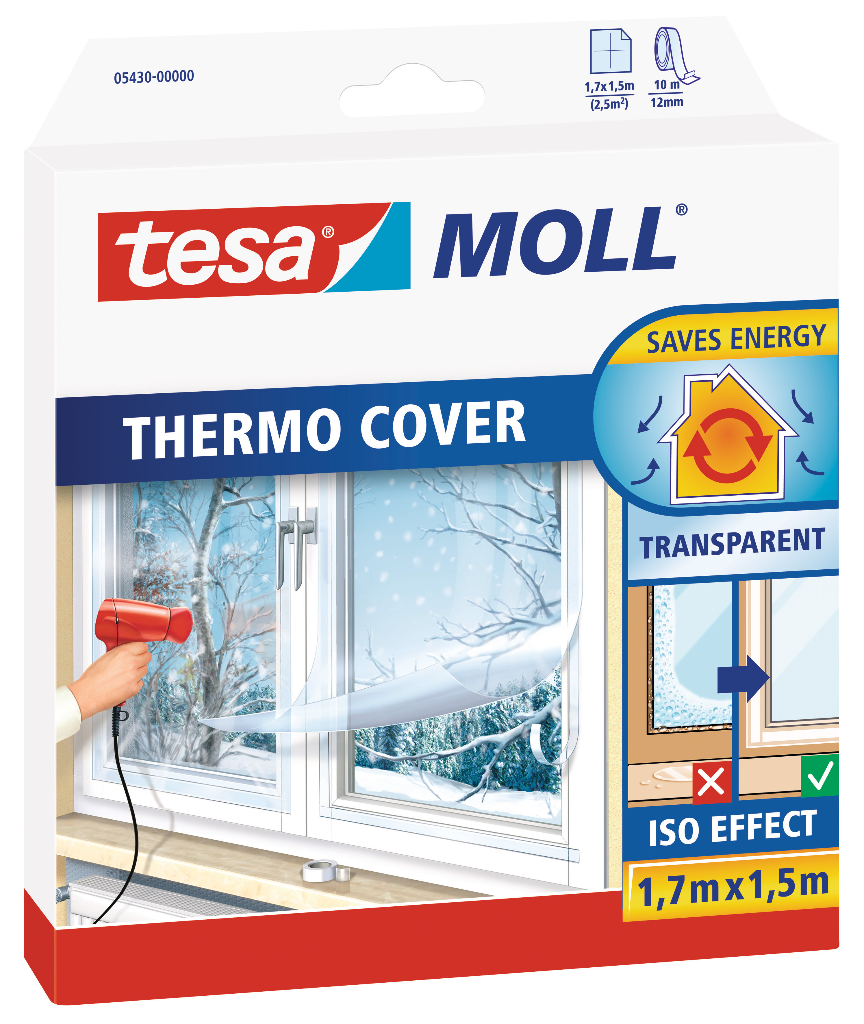 TESA tesamoll® Thermo Cover Fensterisolierfolie, 1,5 m x 1,7 m