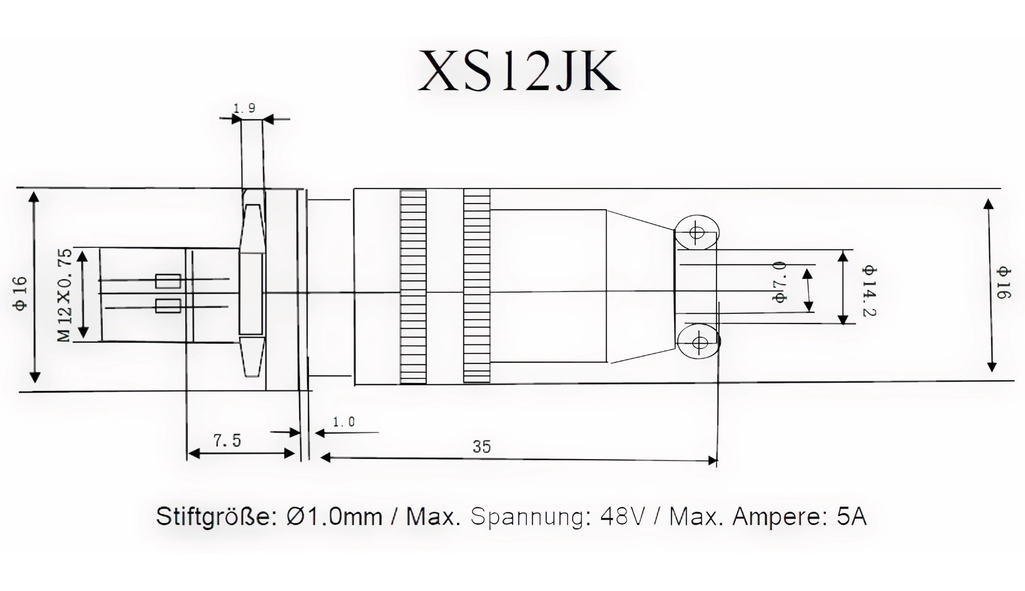 Einbaustecker-Set Ø 12mm 4-Pin mit Federverschluss Einbaustecker-Set Ø 12mm 4-Pin mit Federverschluss