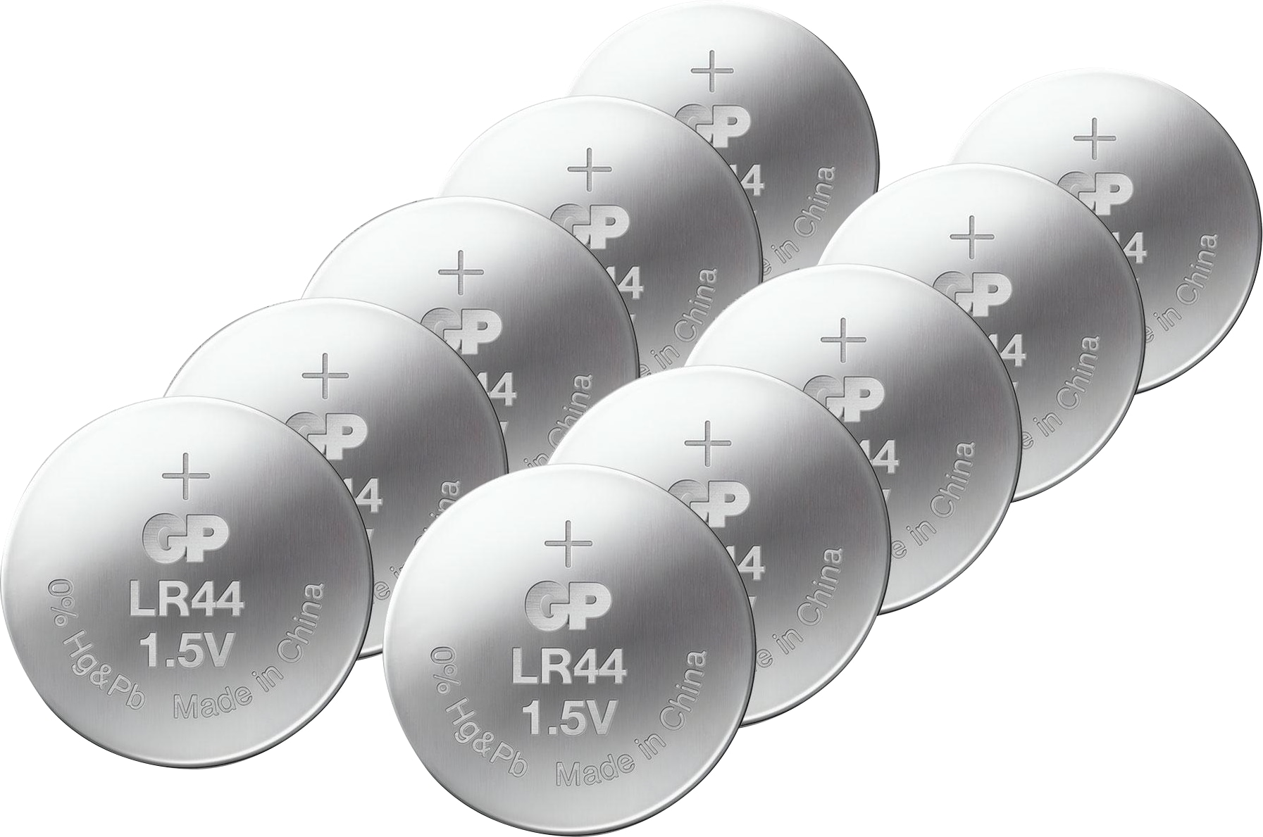 GP Knopfzelle LR44, Alkaline, 1,5 V-, 10 Stück
