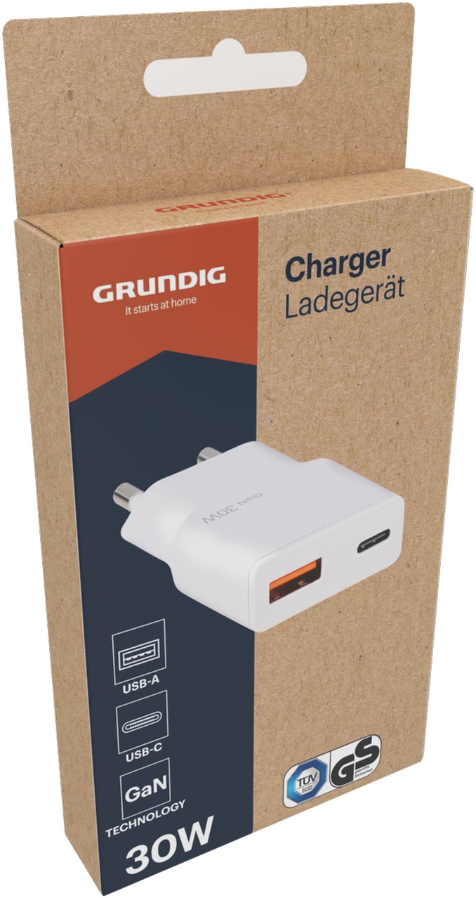 GRUNDIG USB-Ladegerät, USB-A, USB-C, weiß