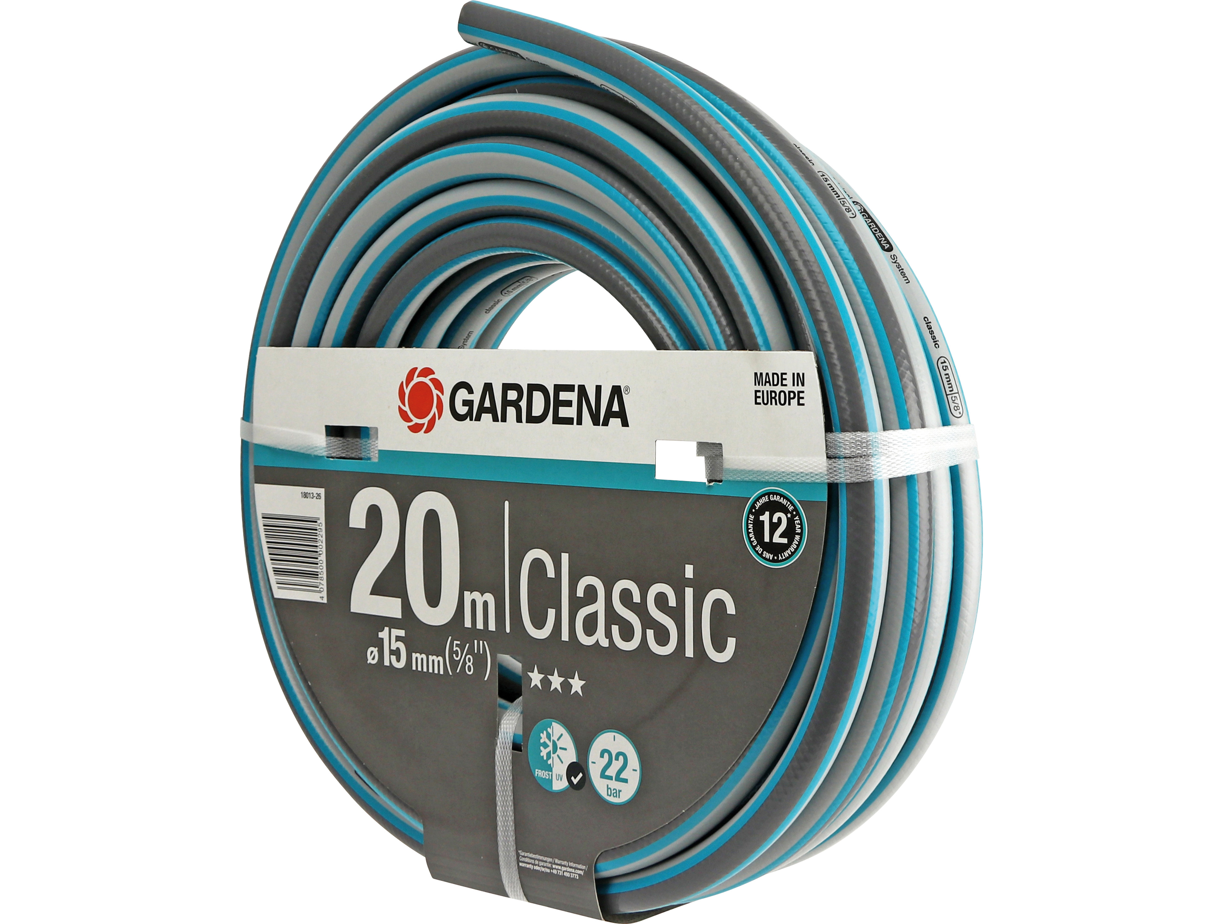 GARDENA Gartenschlauch-Set 18013-26 Classic, 20 m, 15 mm (5/8"), Schlauchverbinder 18215-20 GARDENA Gartenschlauch-Set 18013-26 Classic, 20 m, 15 mm (5/8"), Schlauchverbinder 18215-20
