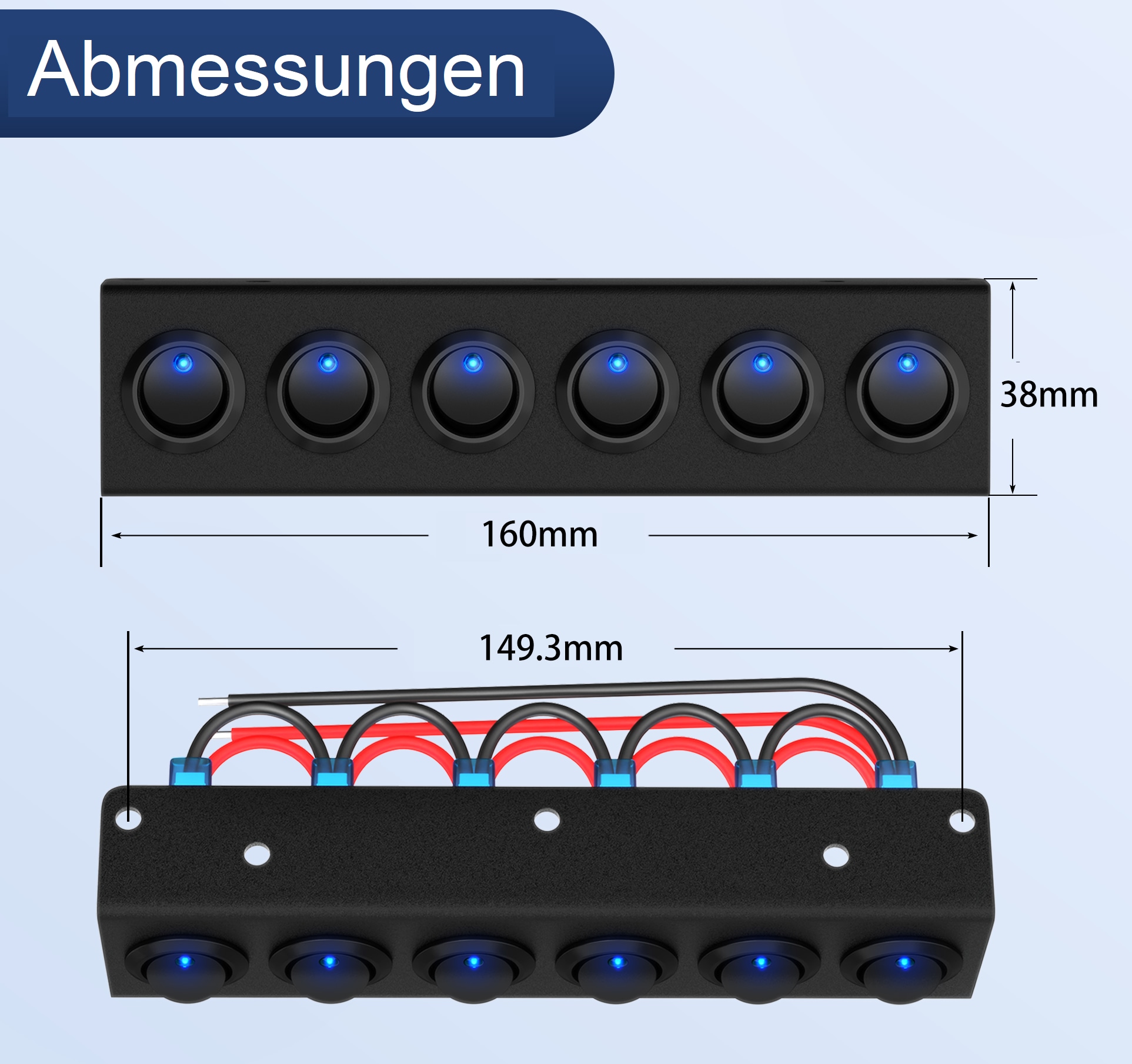 CENTRALSYSTEMS Schalterleiste E3712, 6 Schalter, 12 V