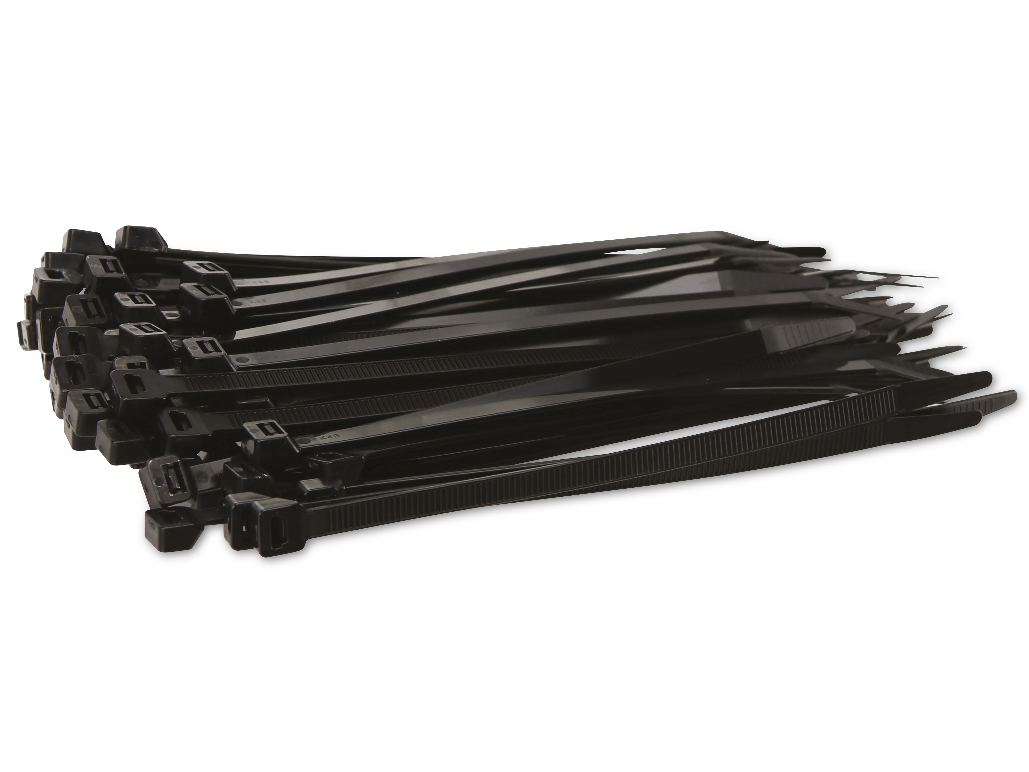 KSS Kabelbinder-Sortiment Polyamid 6.6, schwarz, 203x7,6, UV-beständig, 100 Stück