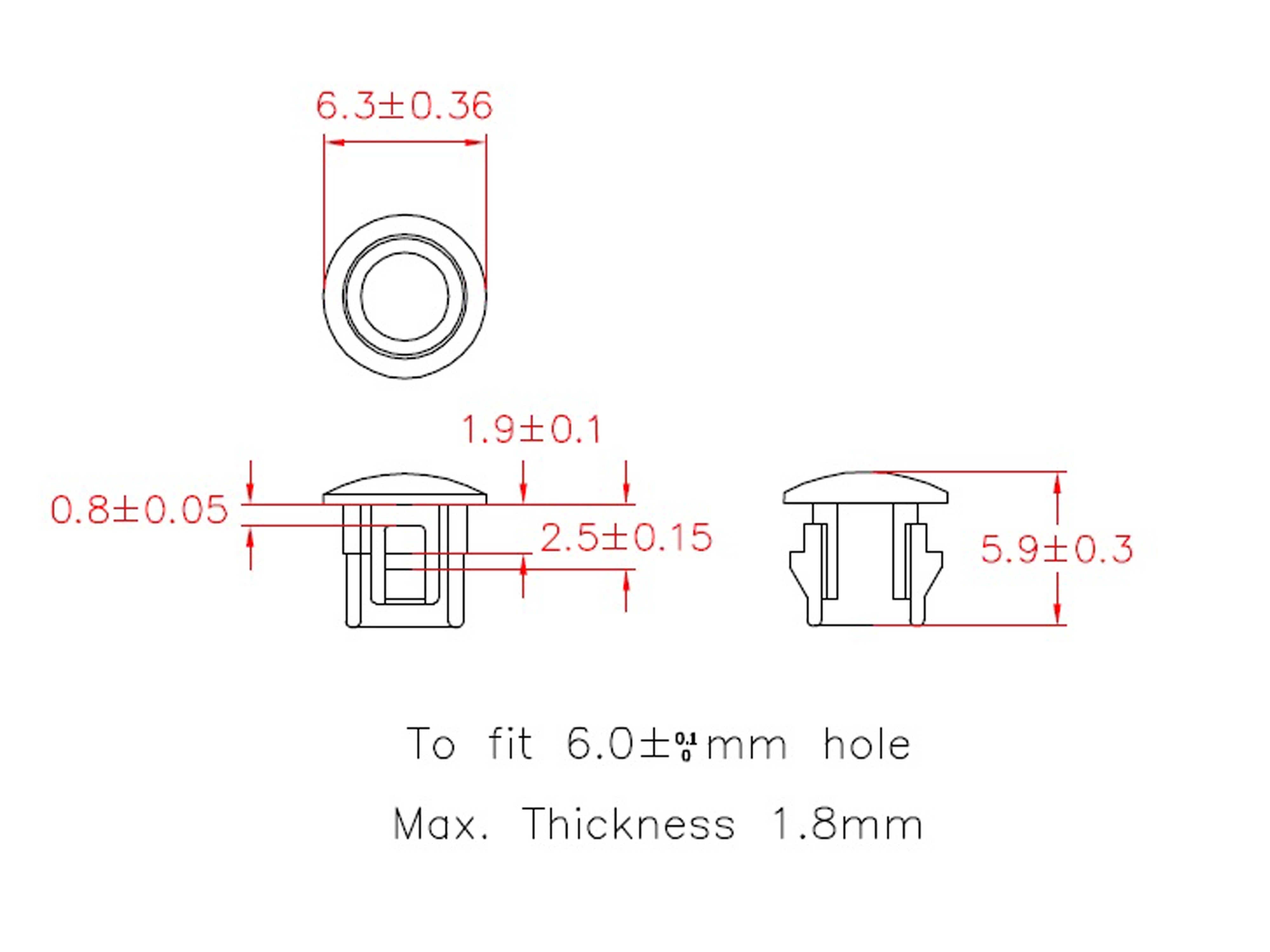 KSS Lochabdeckung Polyamid 6.6, schwarz, für Loch 5, Abdeckung-Ø 6,3, 1 Stück