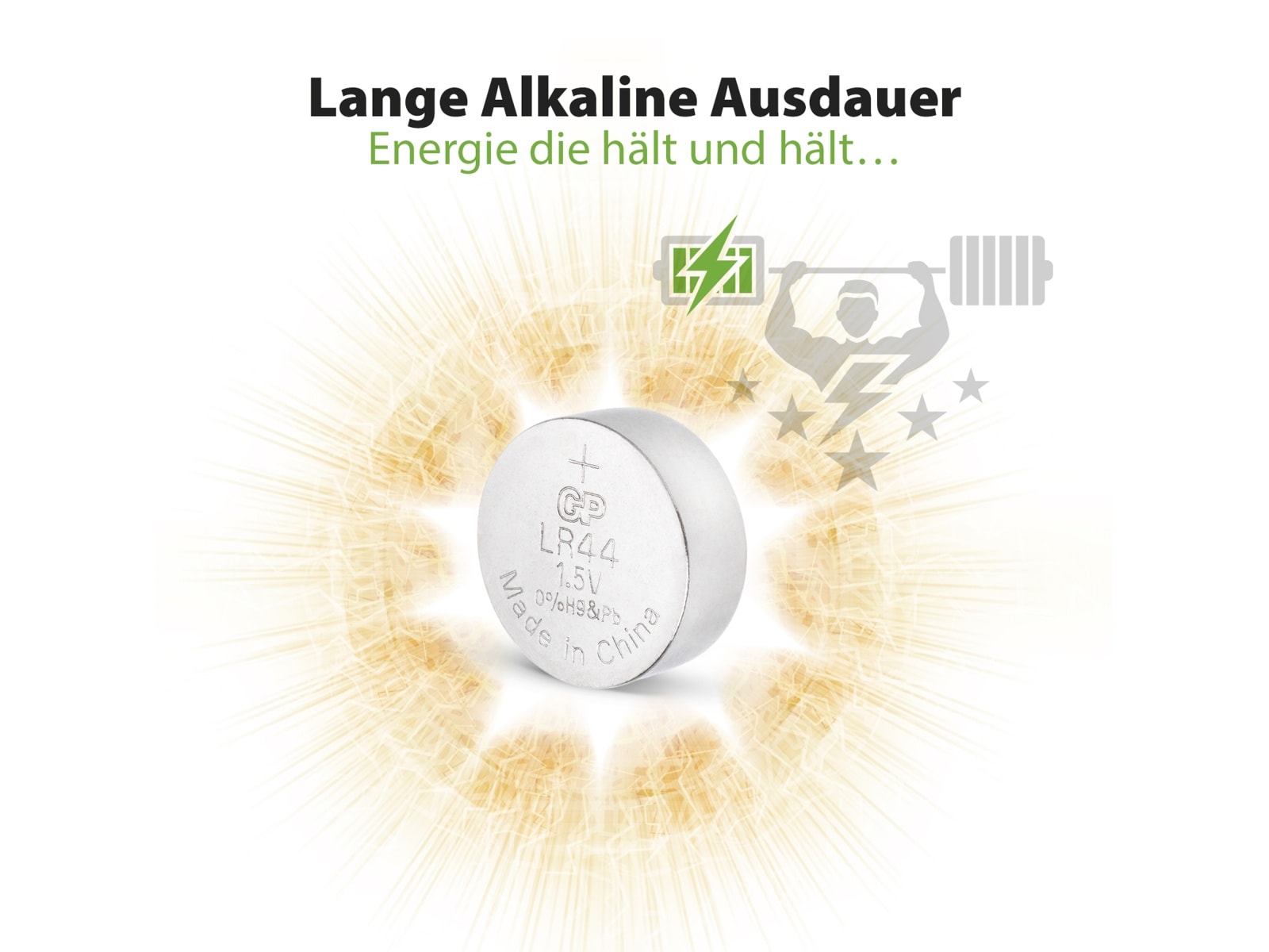GP Knopfzelle LR44, Alkaline, 1,5 V-, 5 Stück GP Knopfzelle LR44, Alkaline, 1,5 V-, 5 Stück