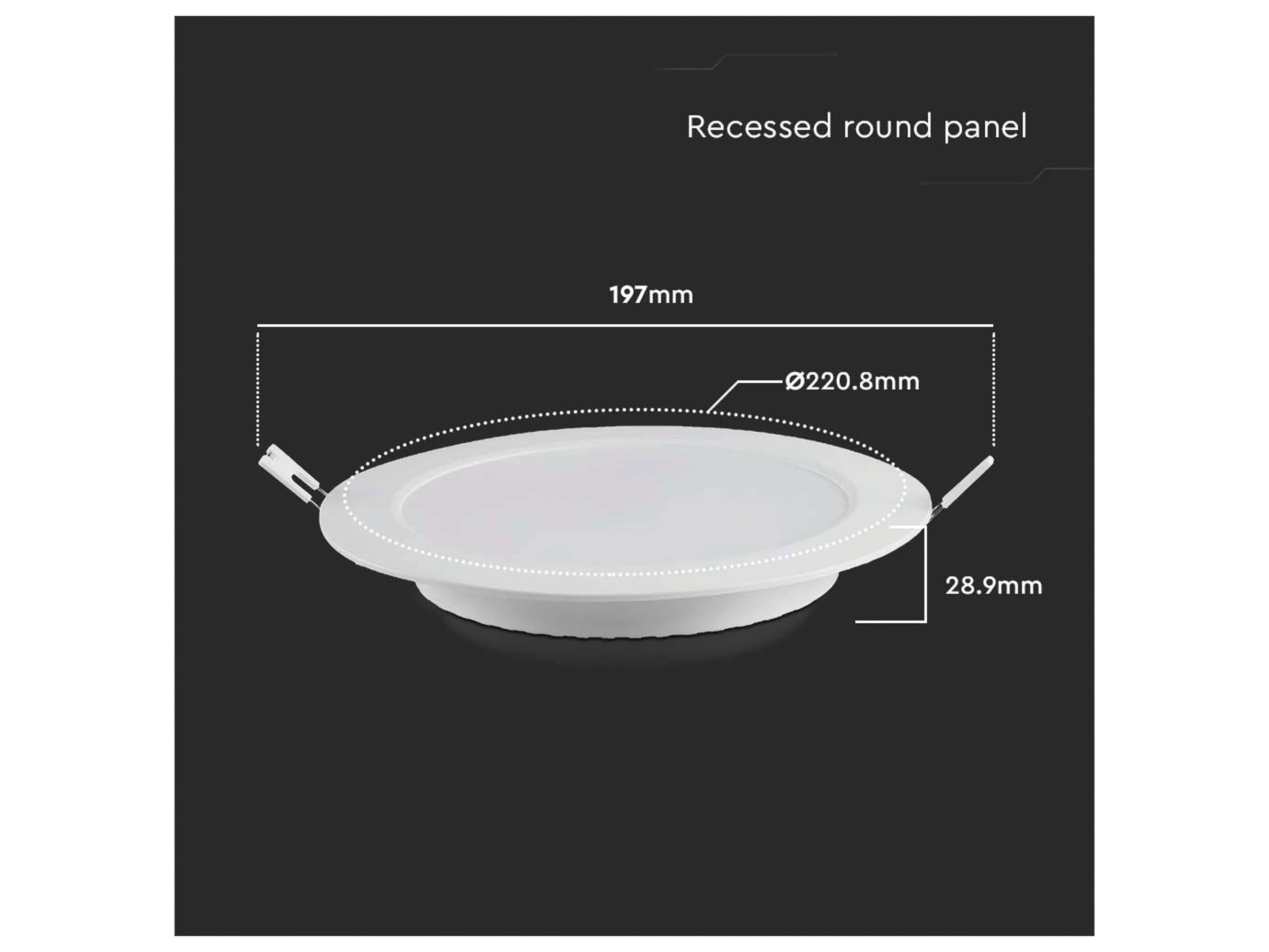 V-TAC LED-Einbauleuchte VT-61018, EEK: F, 18 W, 1850 lm, 3000 K