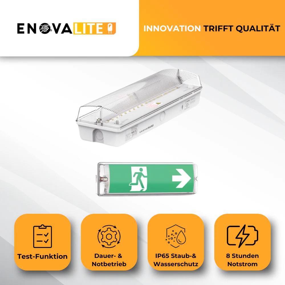 ENOVALITE LED-Fluchtwegeleuchte inkl. 8 h Notstromakku