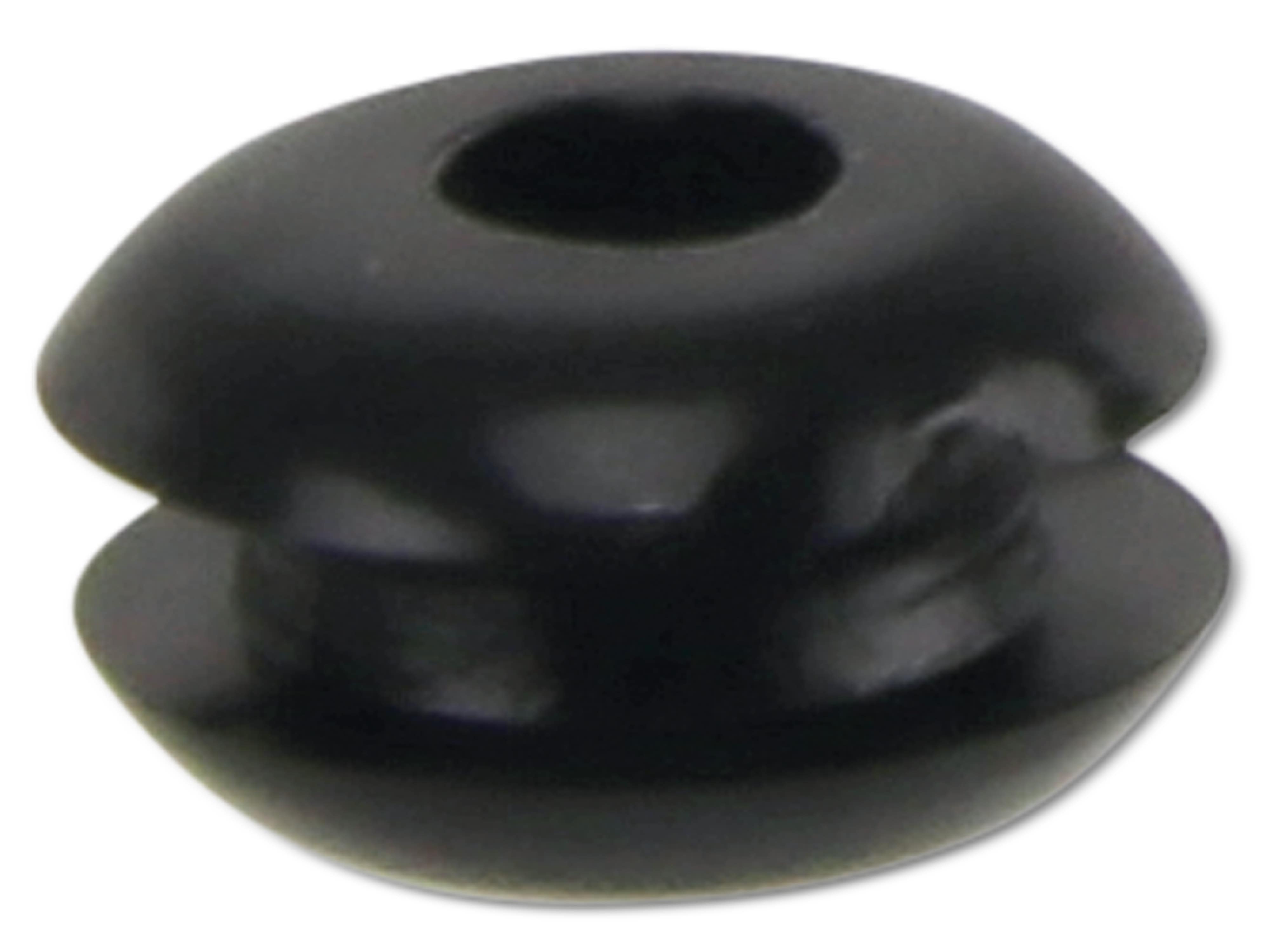 KSS Kabeldurchführungstülle PVC weich, schwarz, Plattenstärke 1,7, Loch-Ø 3, offen, 1 Stück