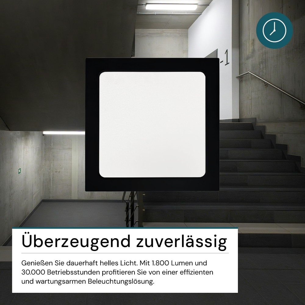 LUXULA LED-Deckenleuchte, 18W, EEK: F, 1800lm, CCT, IP44, quadrat, schwarz