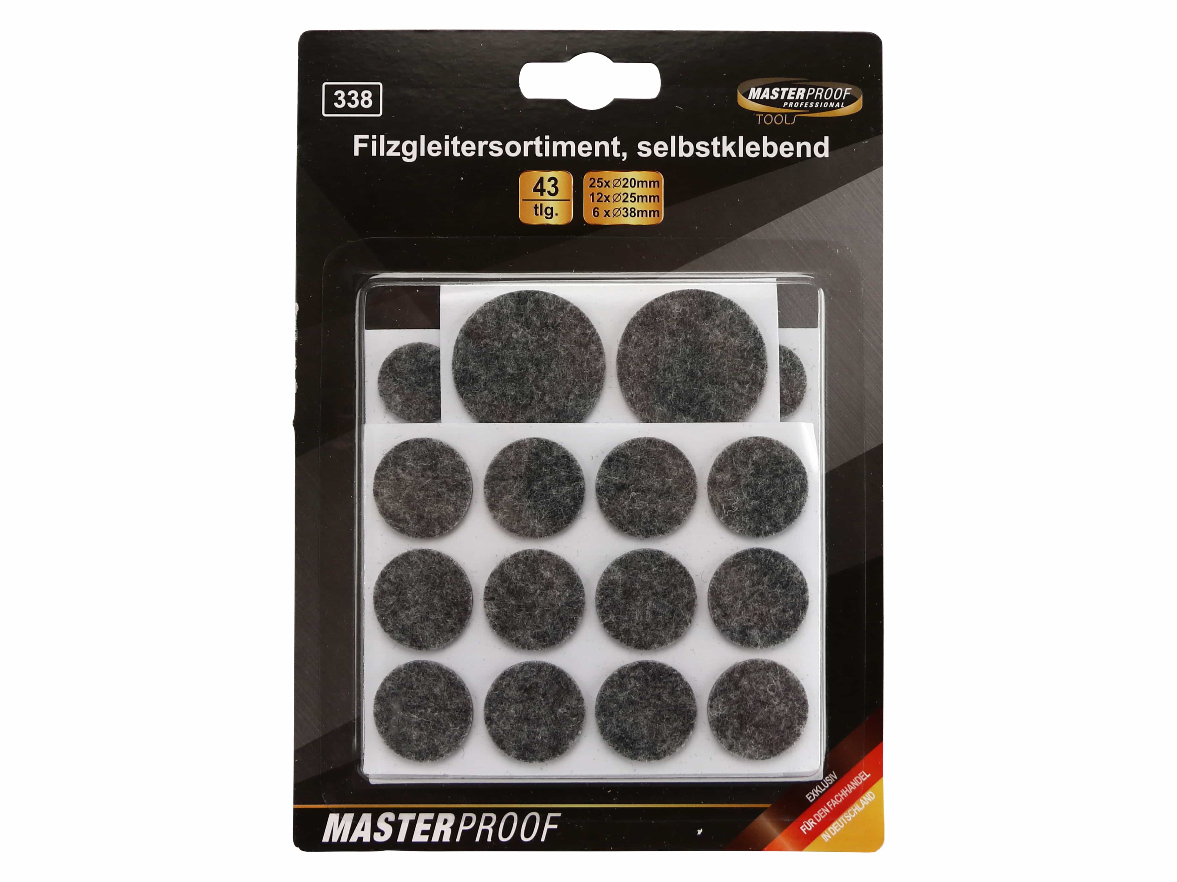 EUROTOOLS Filzgleiter-Set 338-JHHY, 43-teilig