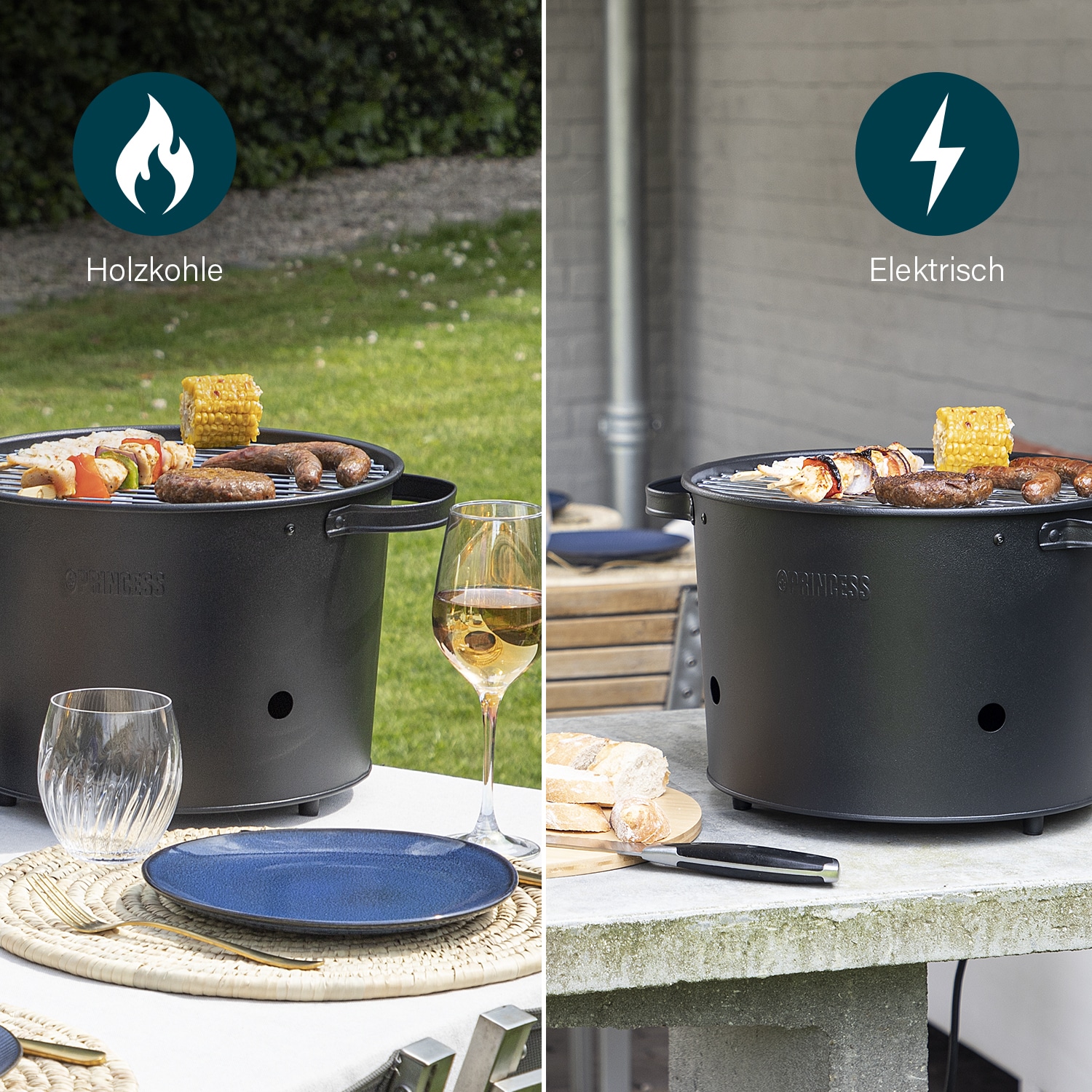 PRINCESS Elektrogrill 112240 Hybrid Grill, Ø 32 cm, 1400 W