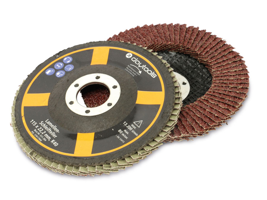 DAYTOOLS Lamellen-Schleifteller, 115 mm, Körnung 40, 5 Stück DAYTOOLS Lamellen-Schleifteller, 115 mm, Körnung 40, 5 Stück