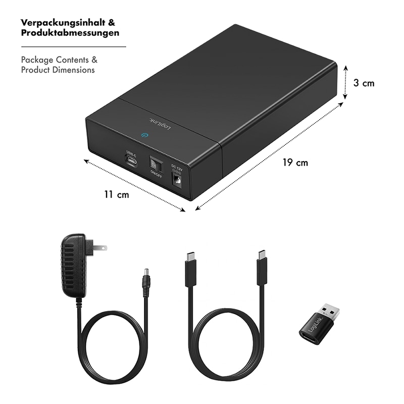 LOGILINK Festplattengehäuse UA0460 SATA HDD/SSD USB-C