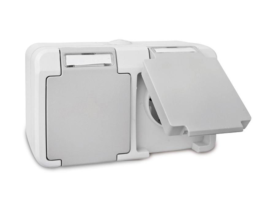 PERANOVA Feuchtraum-Steckdose 2-fach, waagrecht PERANOVA Feuchtraum-Steckdose 2-fach, waagrecht