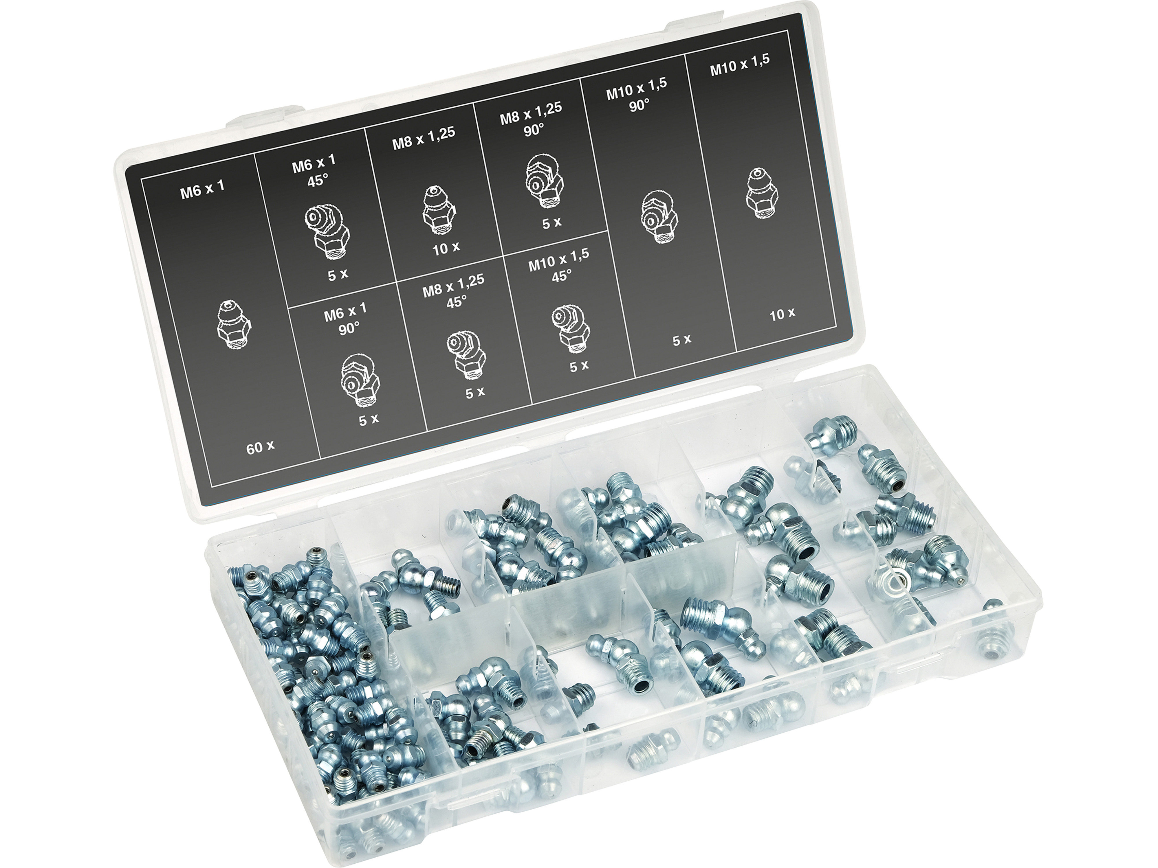 APA Schmiernippel Sortiment, 29103, 110-teilig APA Schmiernippel Sortiment, 29103, 110-teilig