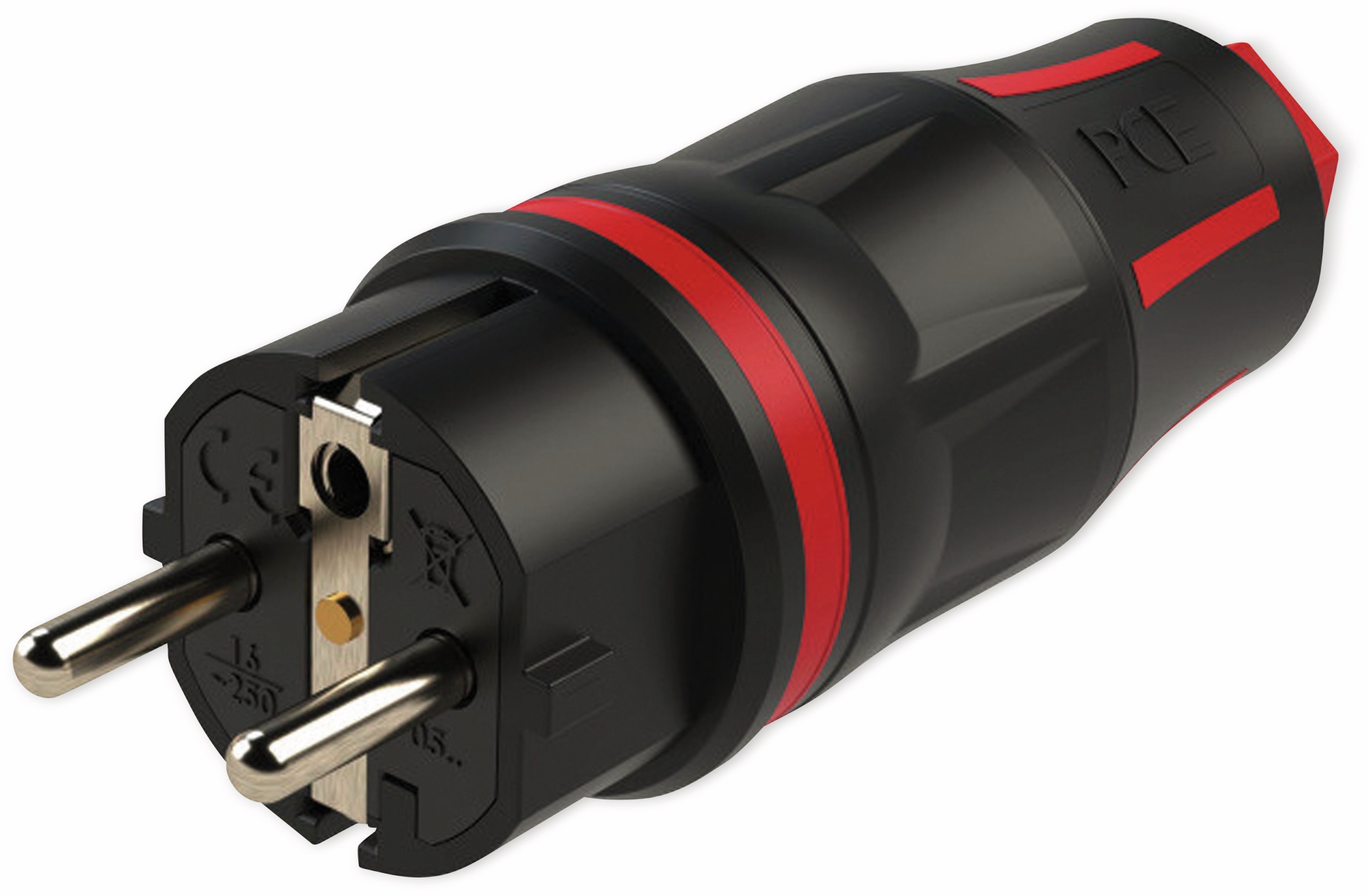 PCE Schutzkontaktstecker TopTaurus2, schwarz/rot PCE Schutzkontaktstecker TopTaurus2, schwarz/rot
