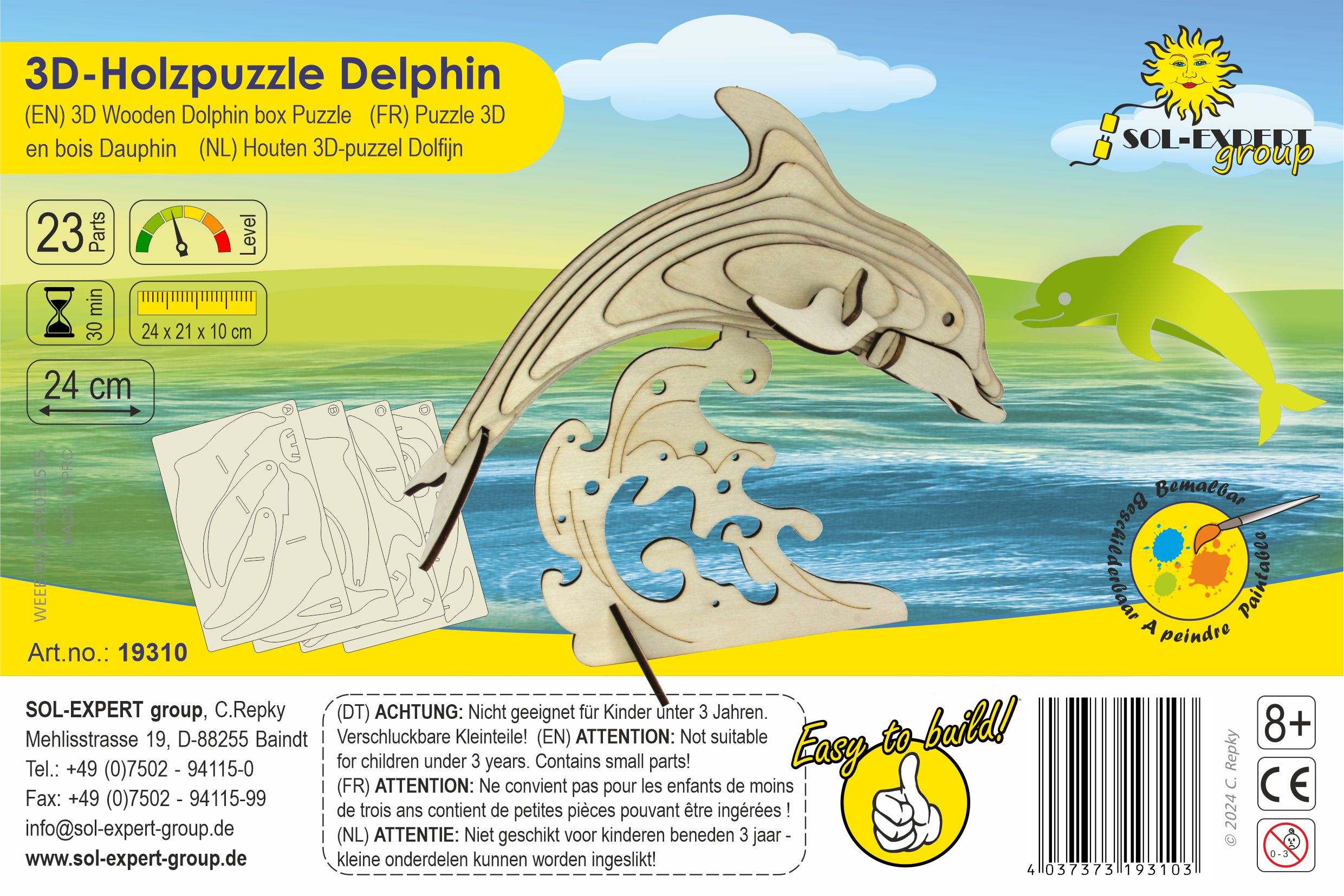 SOL-EXPERT 3D Holz Puzzle Delphin