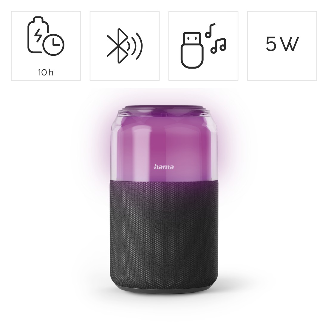 HAMA Tragbarer Bluetooth-Lautsprecher "Can Speaker", Schwarz, 5 W