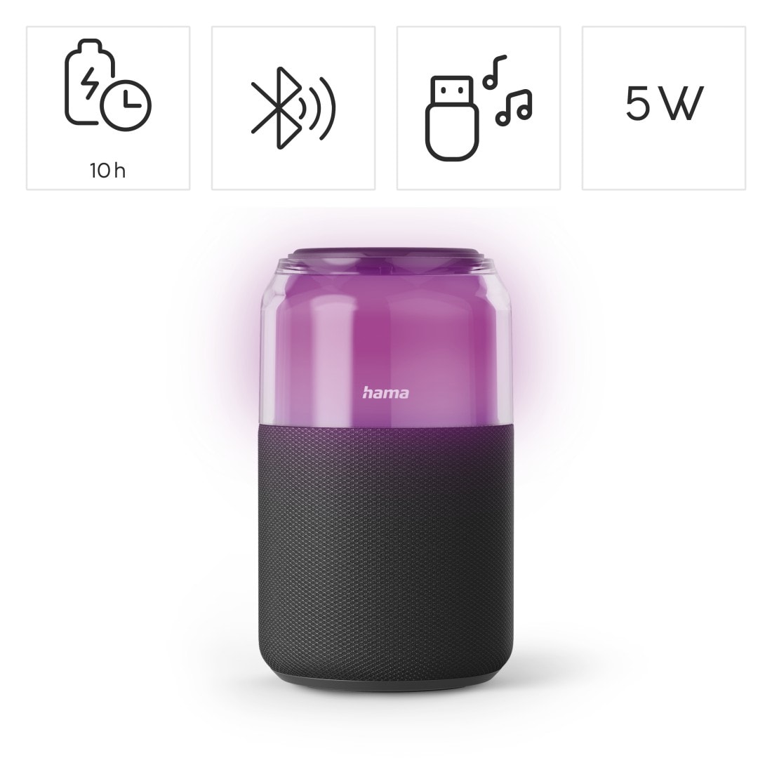 HAMA Tragbarer Bluetooth-Lautsprecher "Can Speaker", Schwarz, 5 W