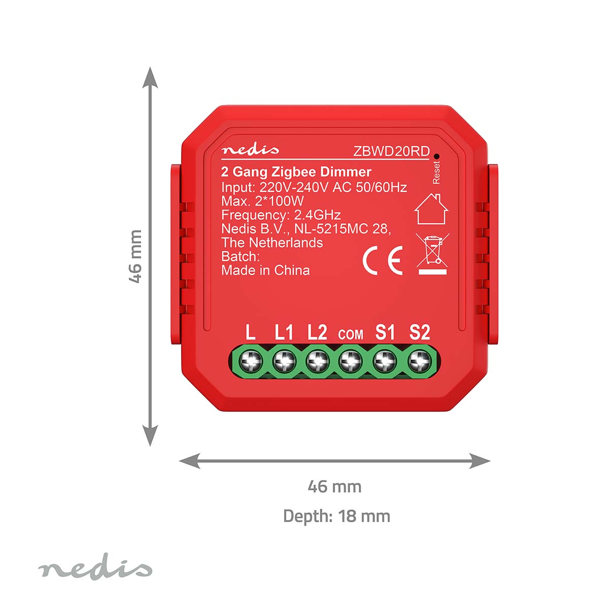NEDIS Power Switch SmartLife, Einbaumodul, Doppelter Triac-Dimmer