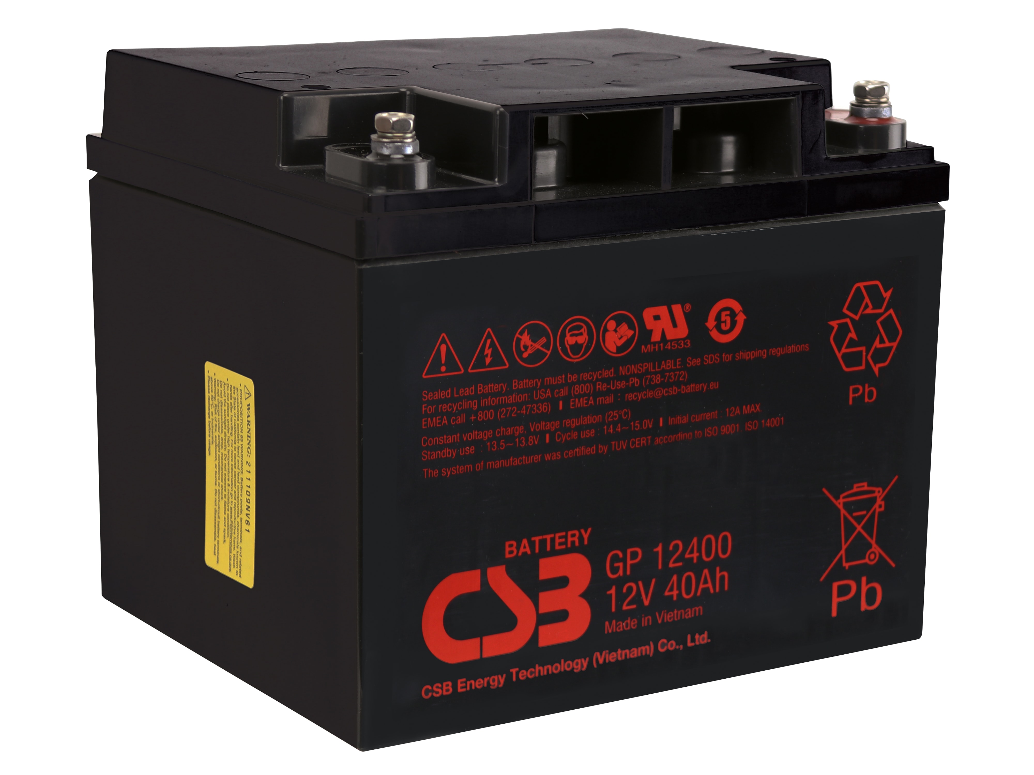 CSB Blei-Akkumulator GP12400, 12 V-/40 Ah