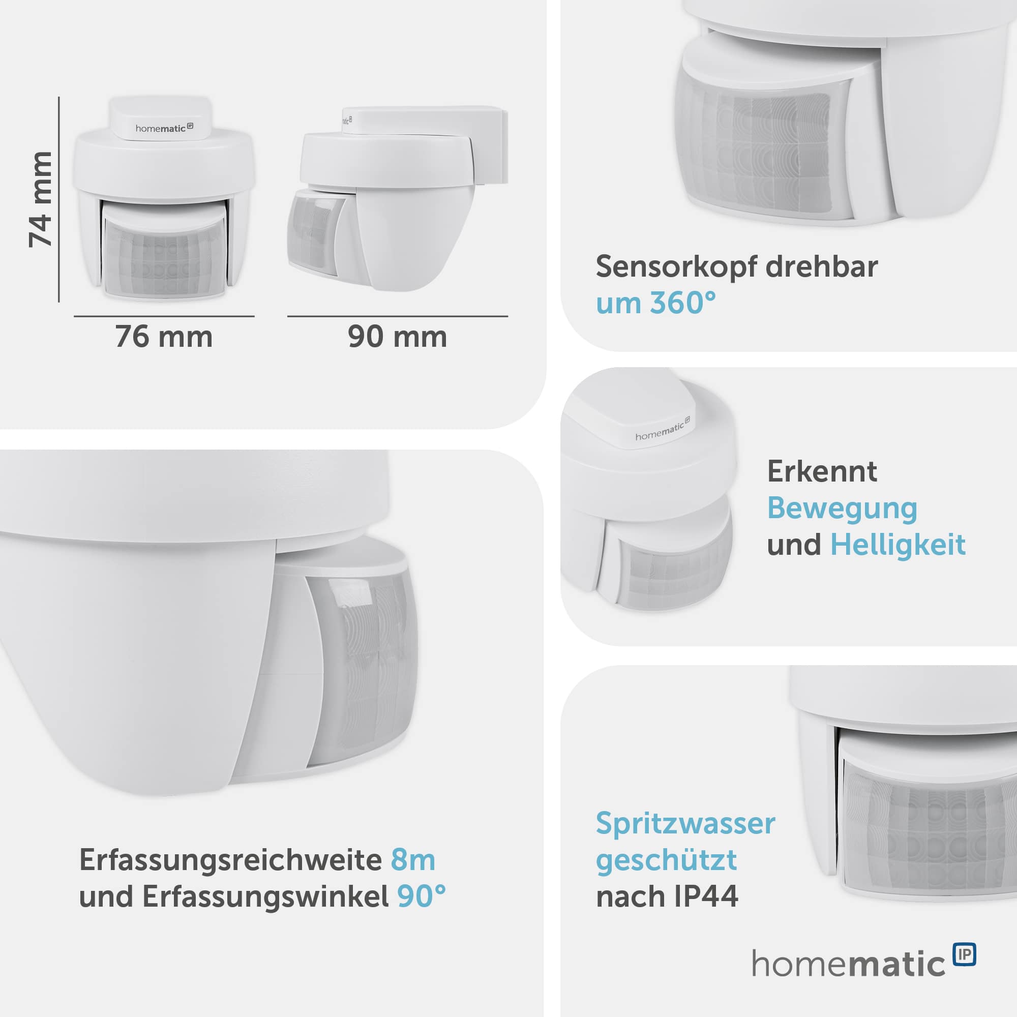 HOMEMATIC IP 156203A0, Bewegungsmelder, außen, weiß